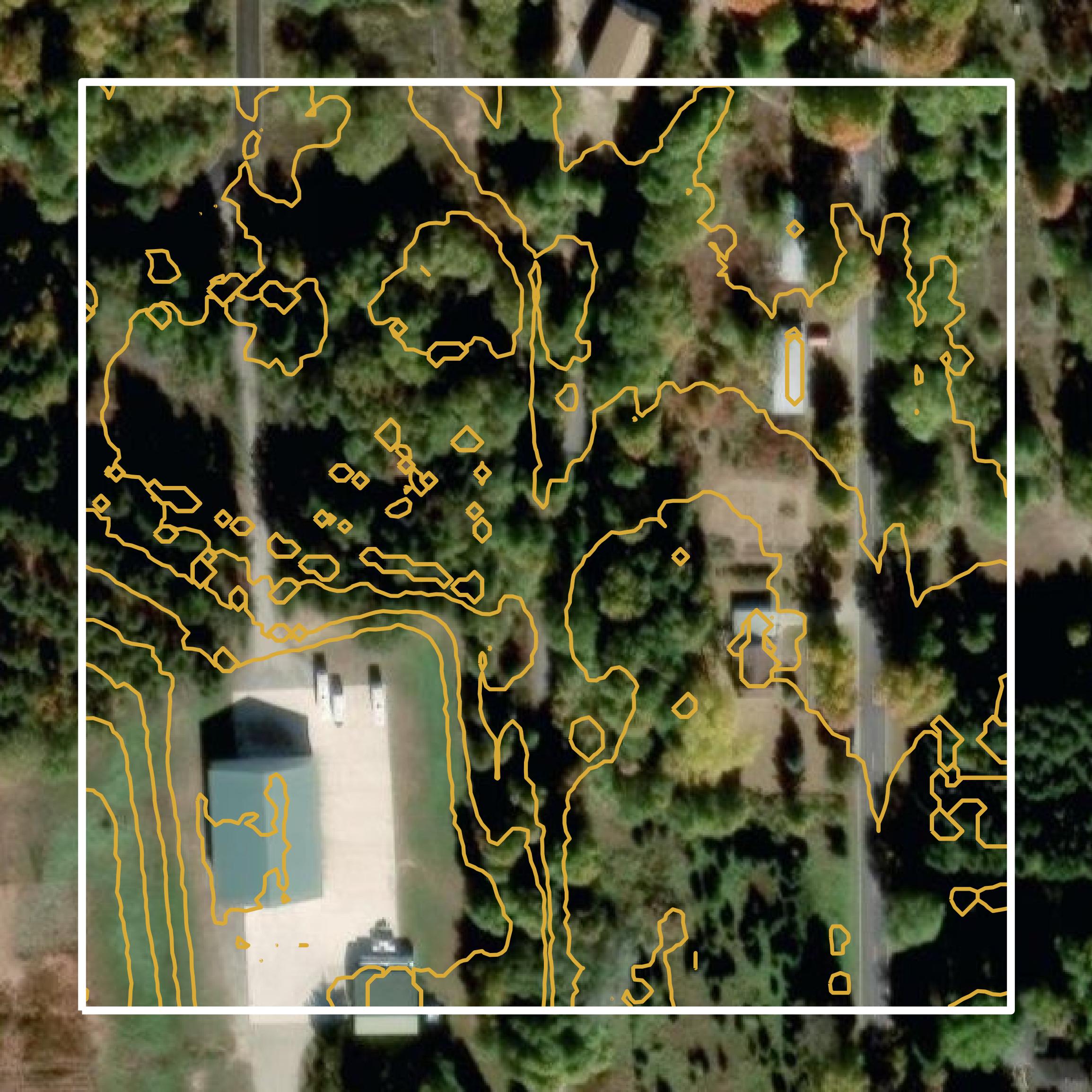 This image shows a contour map in Oceana County created using GIS data in Equator.