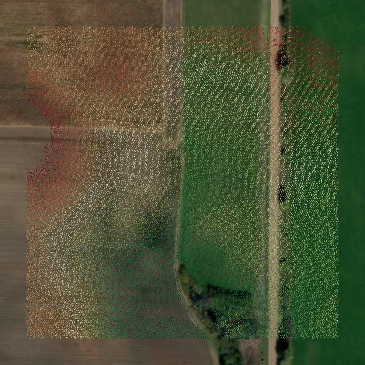 This image shows a LiDAR point cloud in Oceana County created using GIS data in Equator.