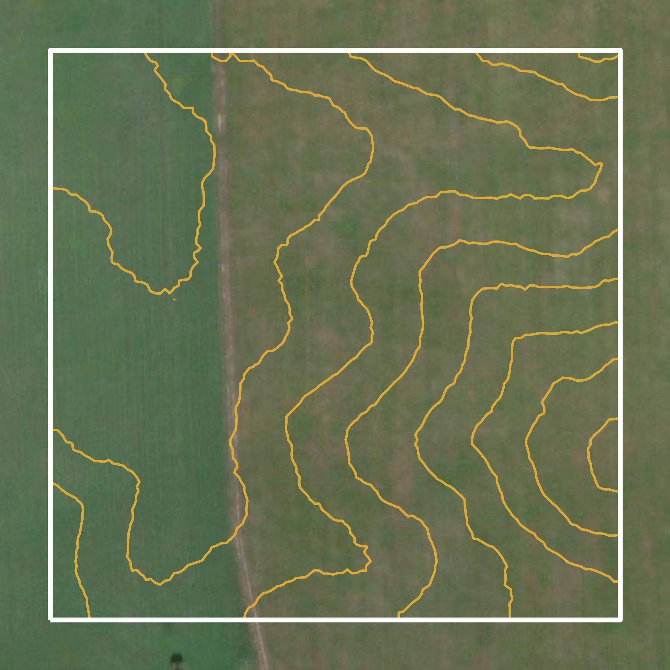 This image shows a contour map in Ogemaw County created using GIS data in Equator.