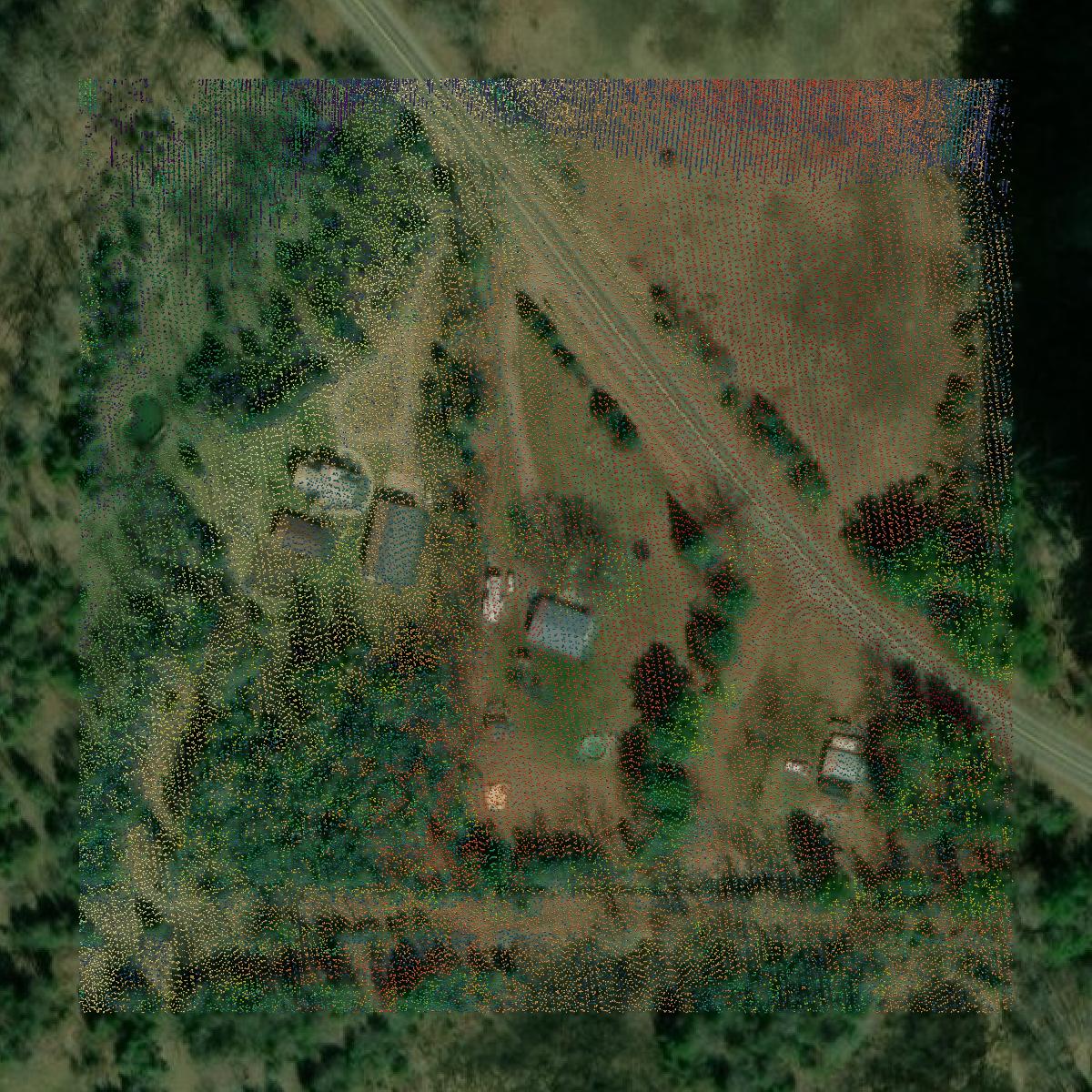 This image shows a LiDAR point cloud in Ogemaw County created using GIS data in Equator.