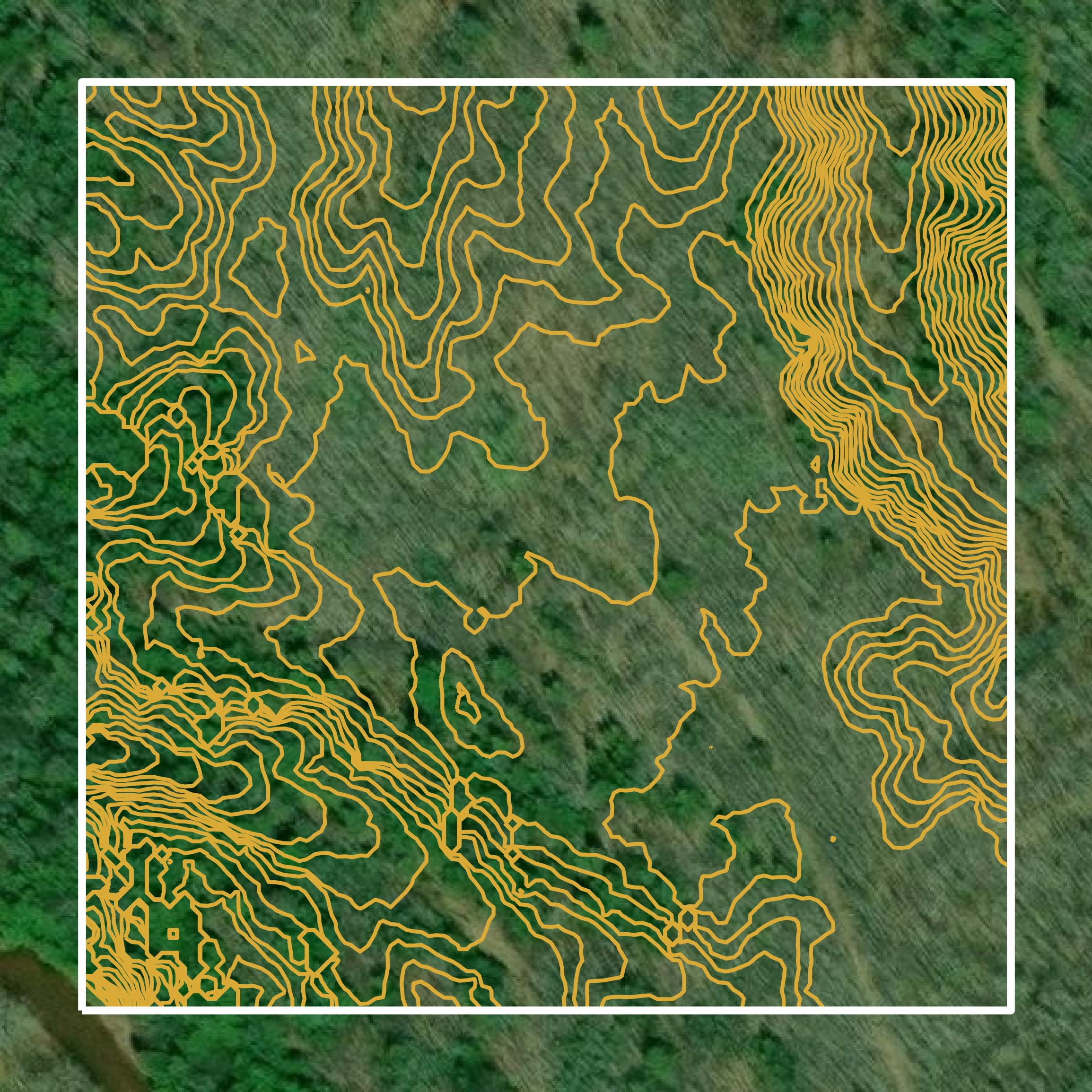 This image shows a contour map in Ontonagon County created using GIS data in Equator.