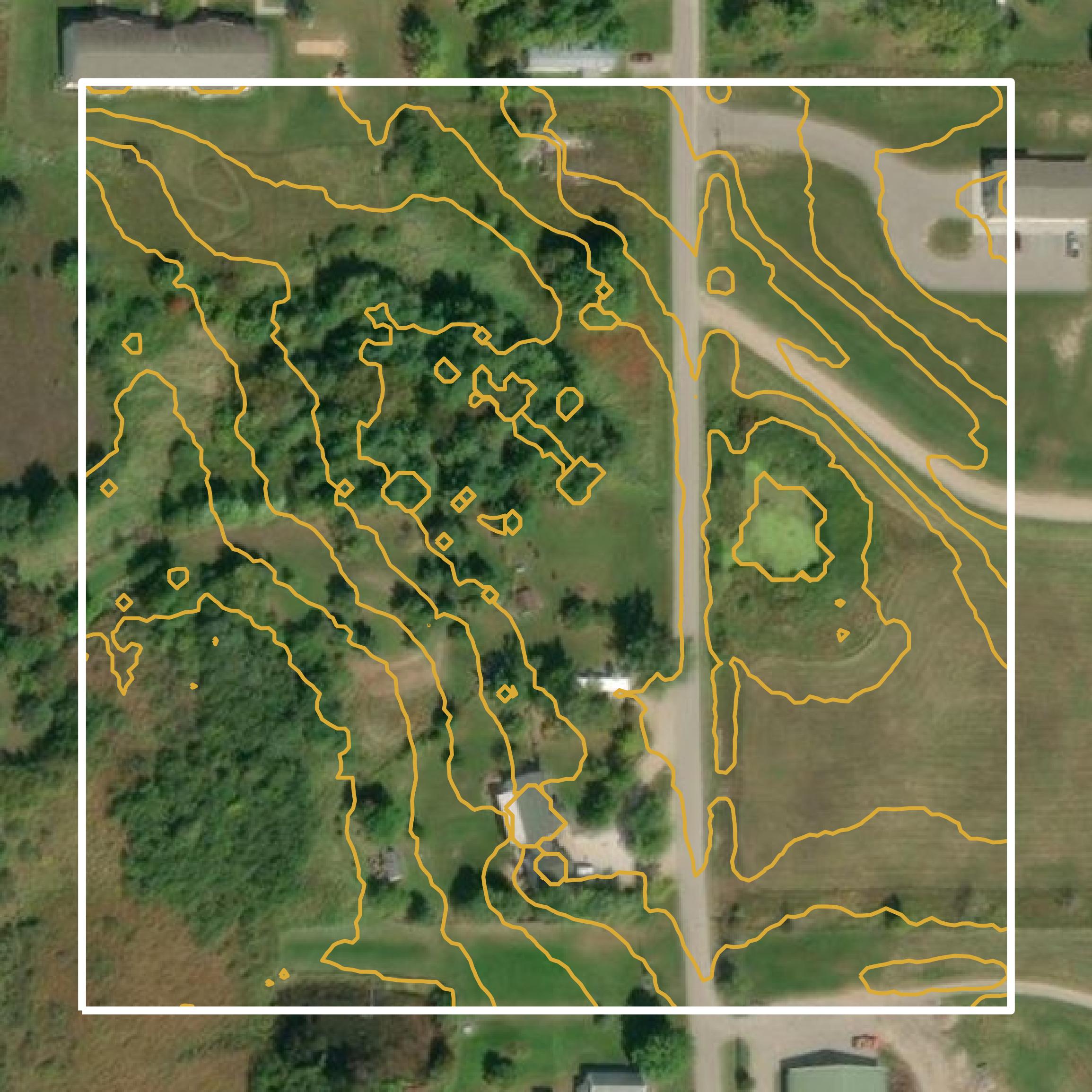 This image shows a contour map in Osceola County created using GIS data in Equator.