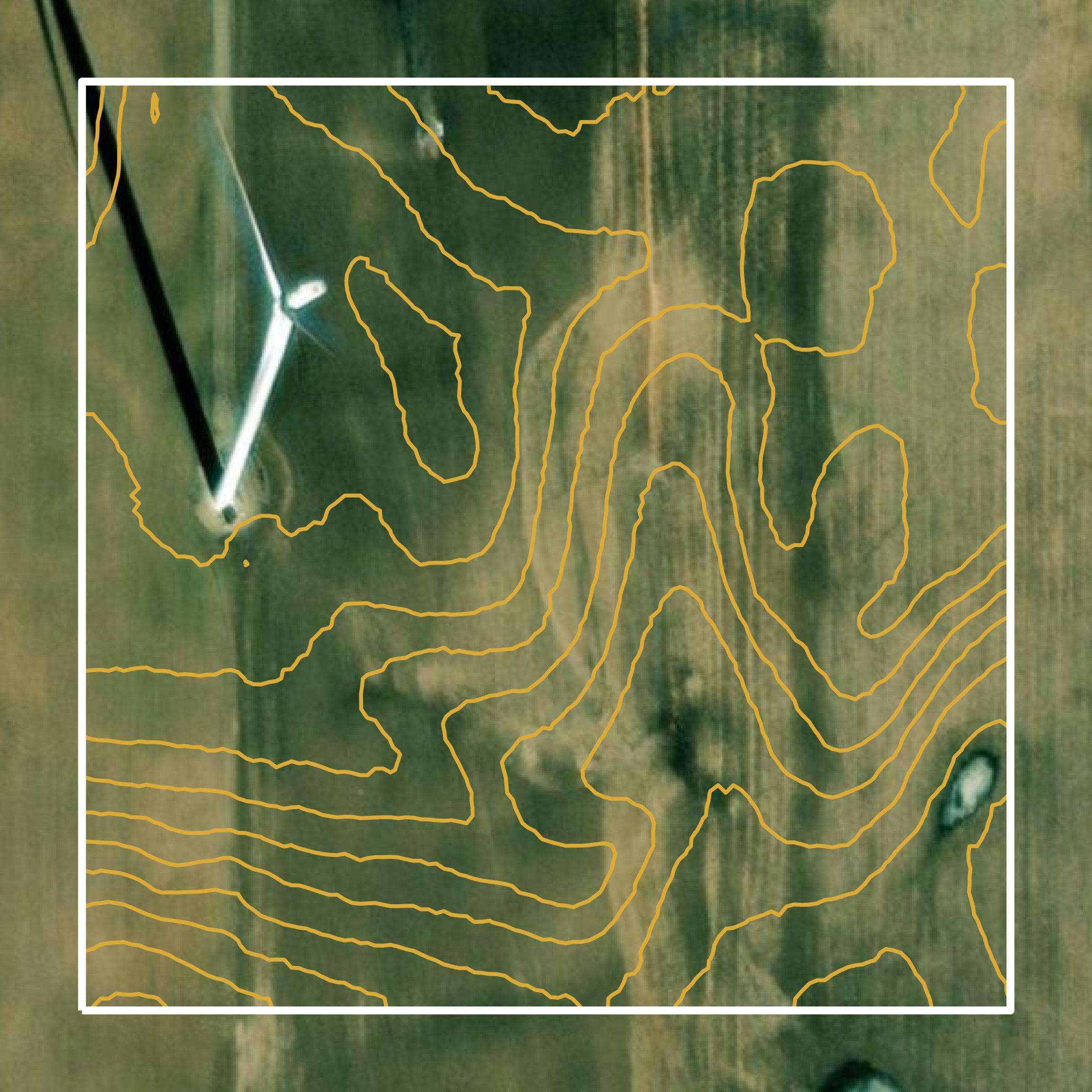 This image shows a contour map in Osceola County created using GIS data in Equator.