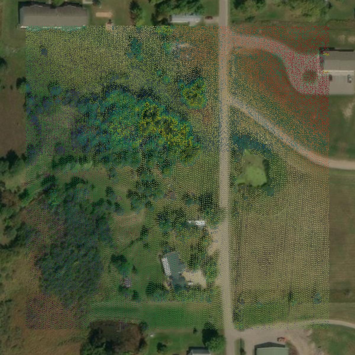 This image shows a LiDAR point cloud in Osceola County created using GIS data in Equator.