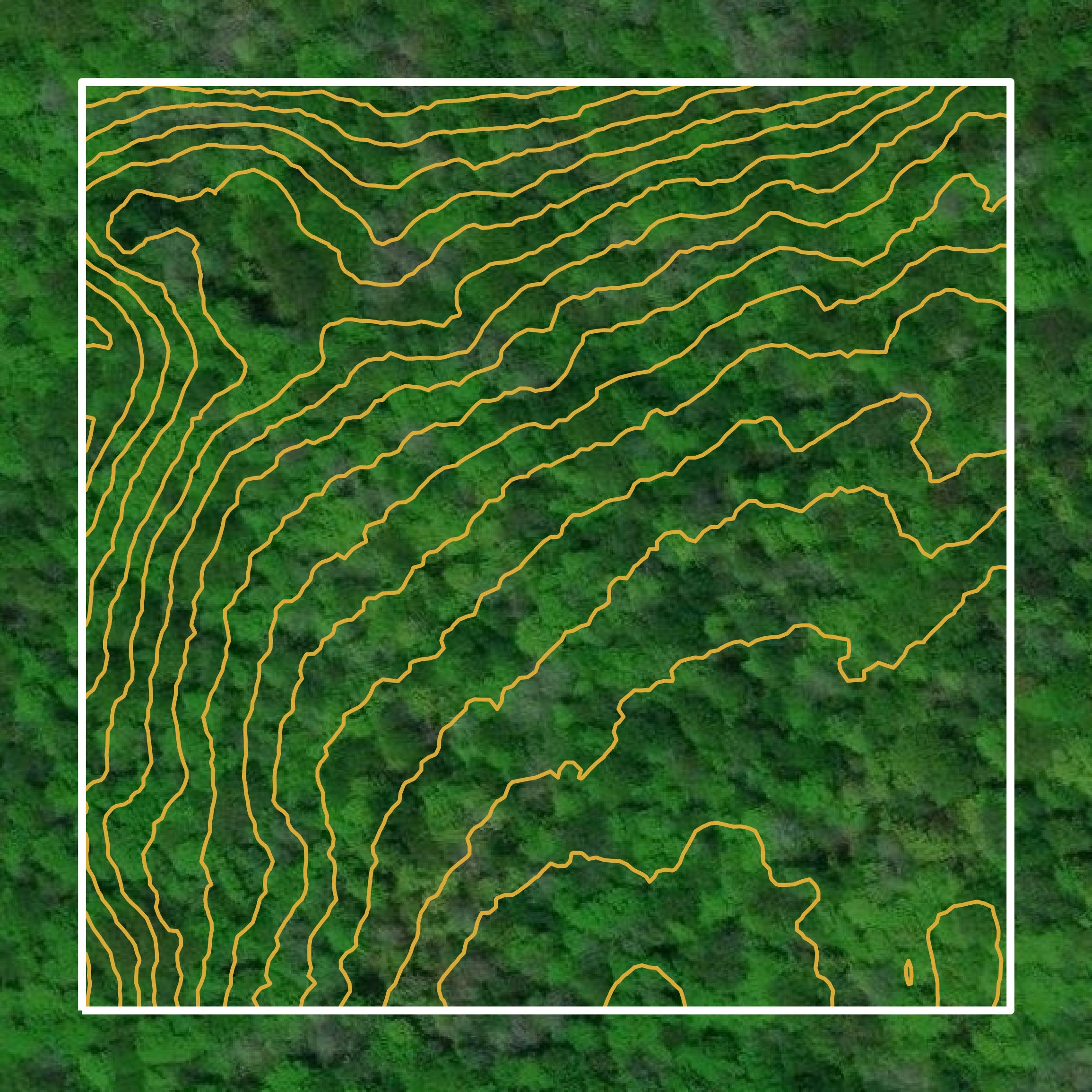 This image shows a contour map in Oscoda County created using GIS data in Equator.