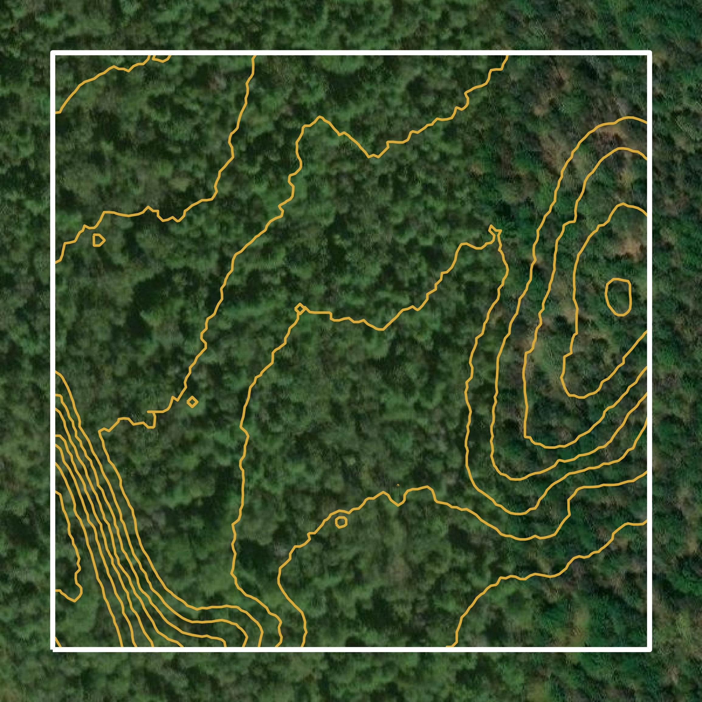 This image shows a contour map in Oscoda County created using GIS data in Equator.