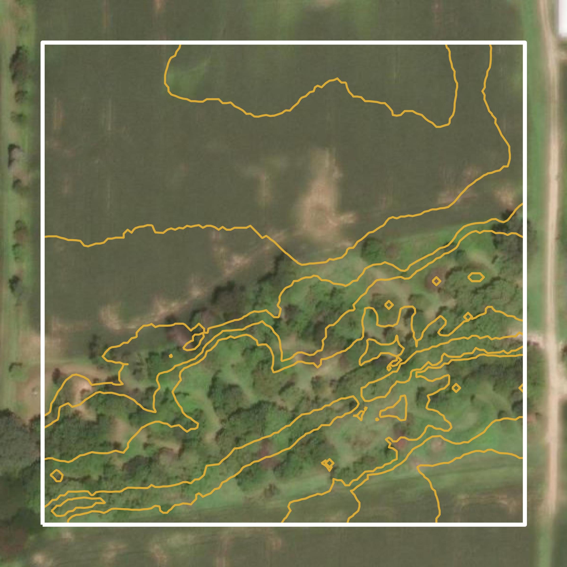 This image shows a contour map in Ottawa County created using GIS data in Equator.