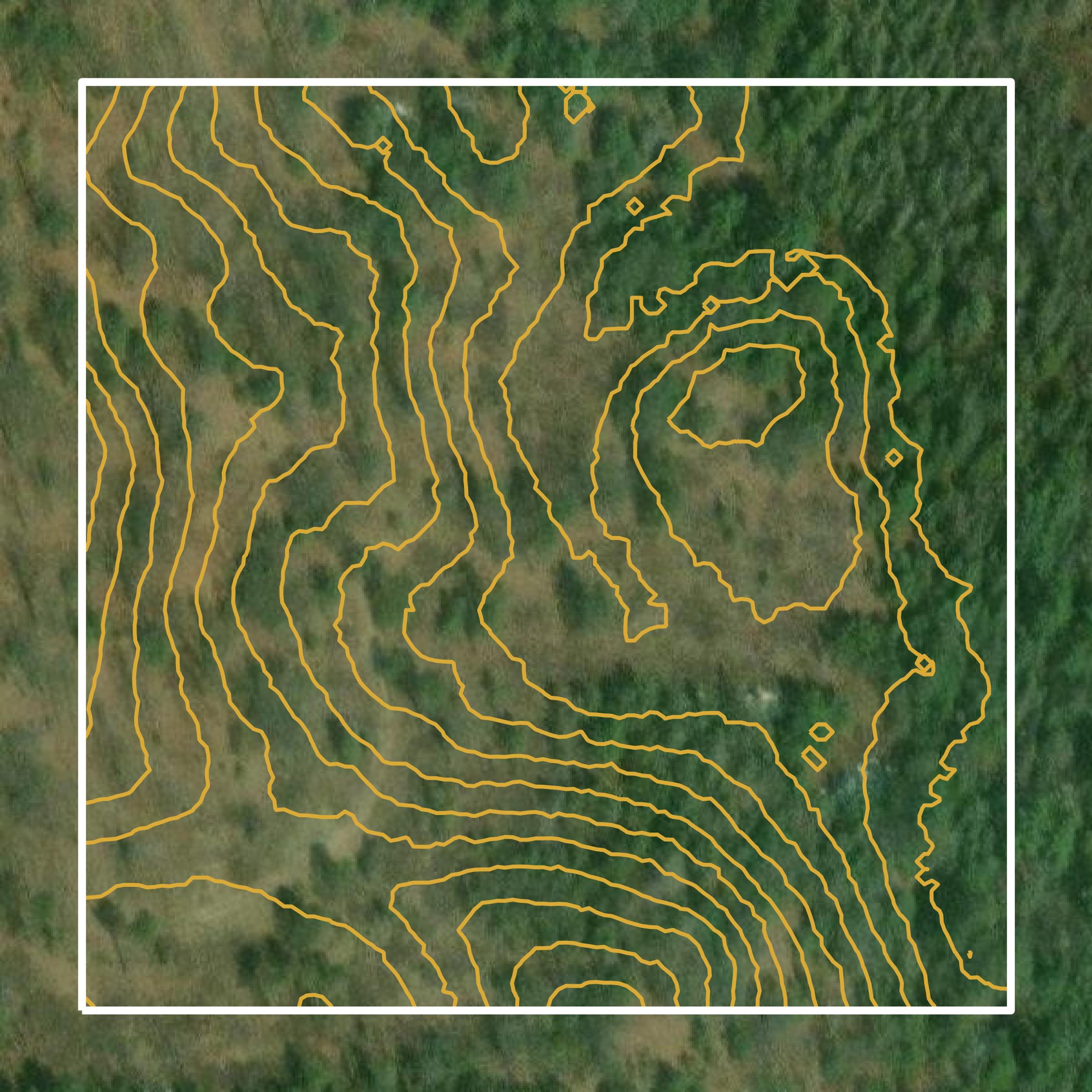 This image shows a contour map in Presque Isle County created using GIS data in Equator.