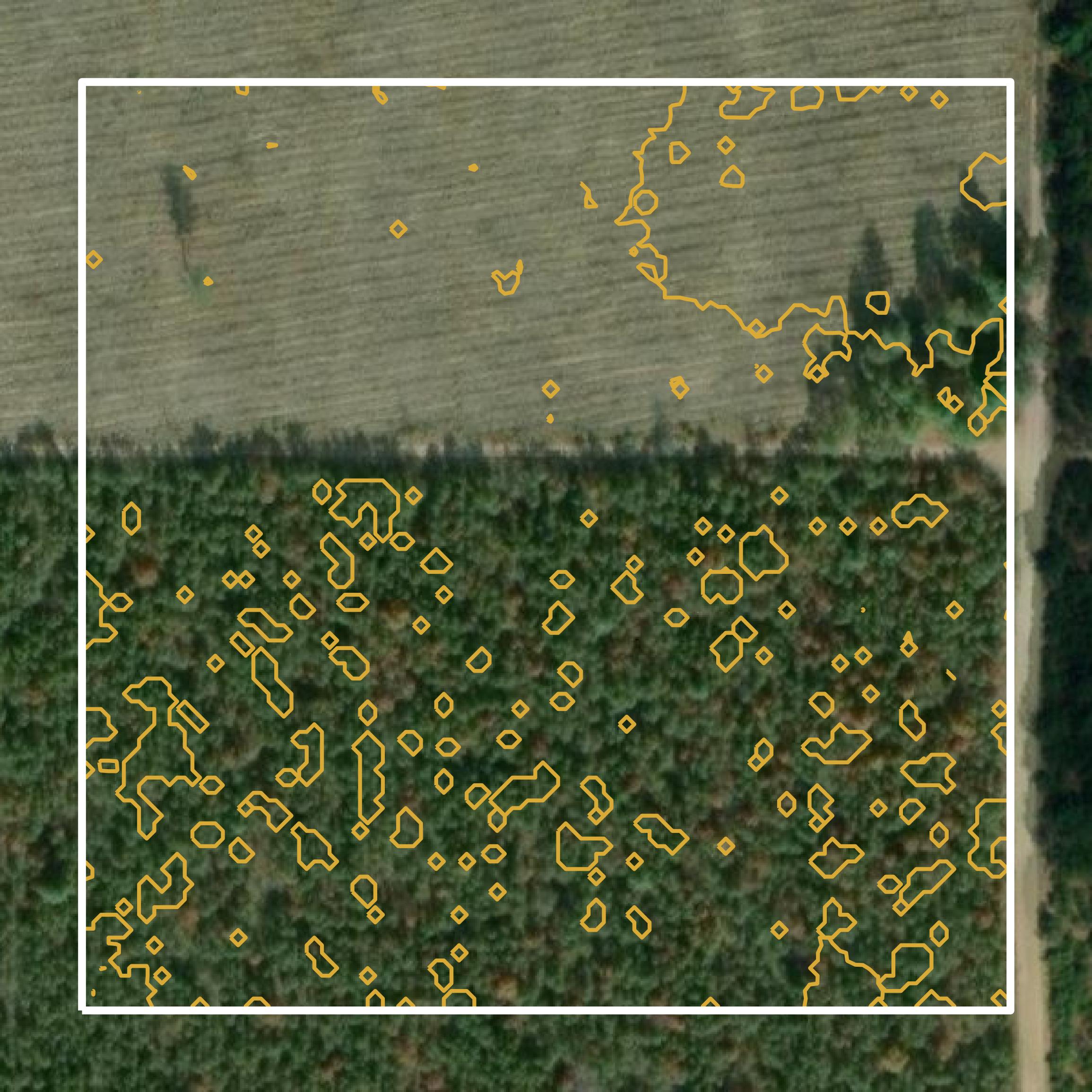 This image shows a contour map in Roscommon County created using GIS data in Equator.