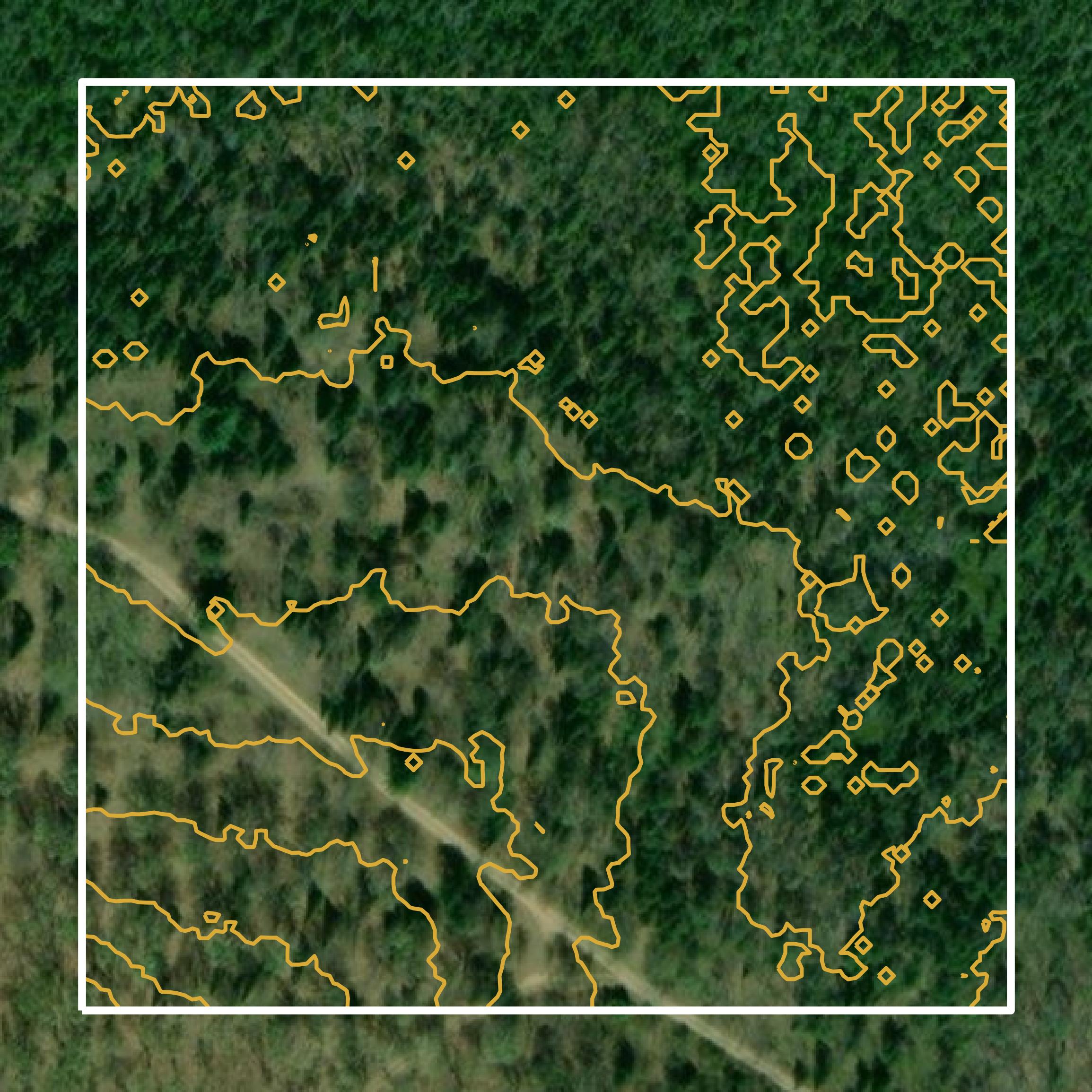 This image shows a contour map in Roscommon County created using GIS data in Equator.