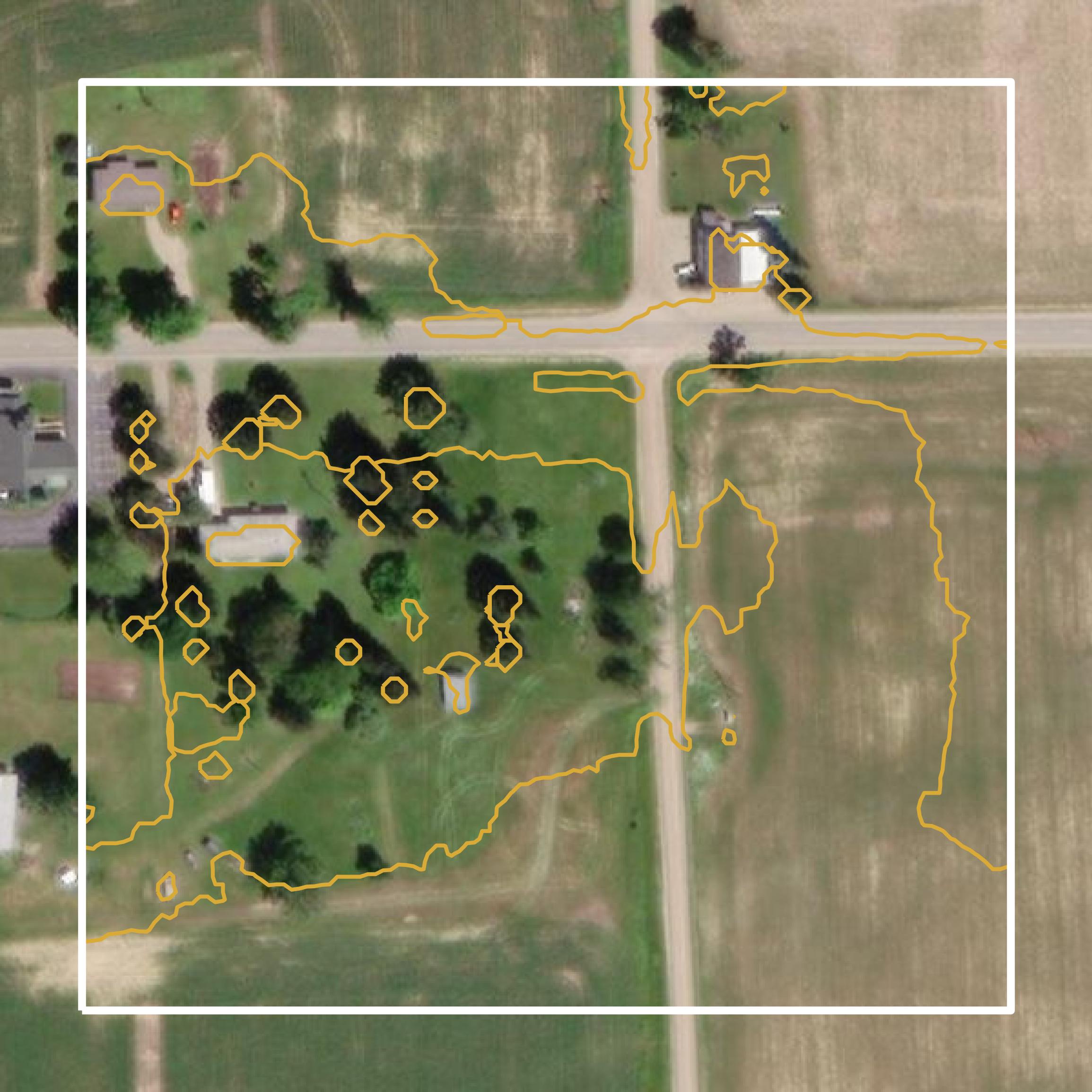 This image shows a contour map in Sanilac County created using GIS data in Equator.