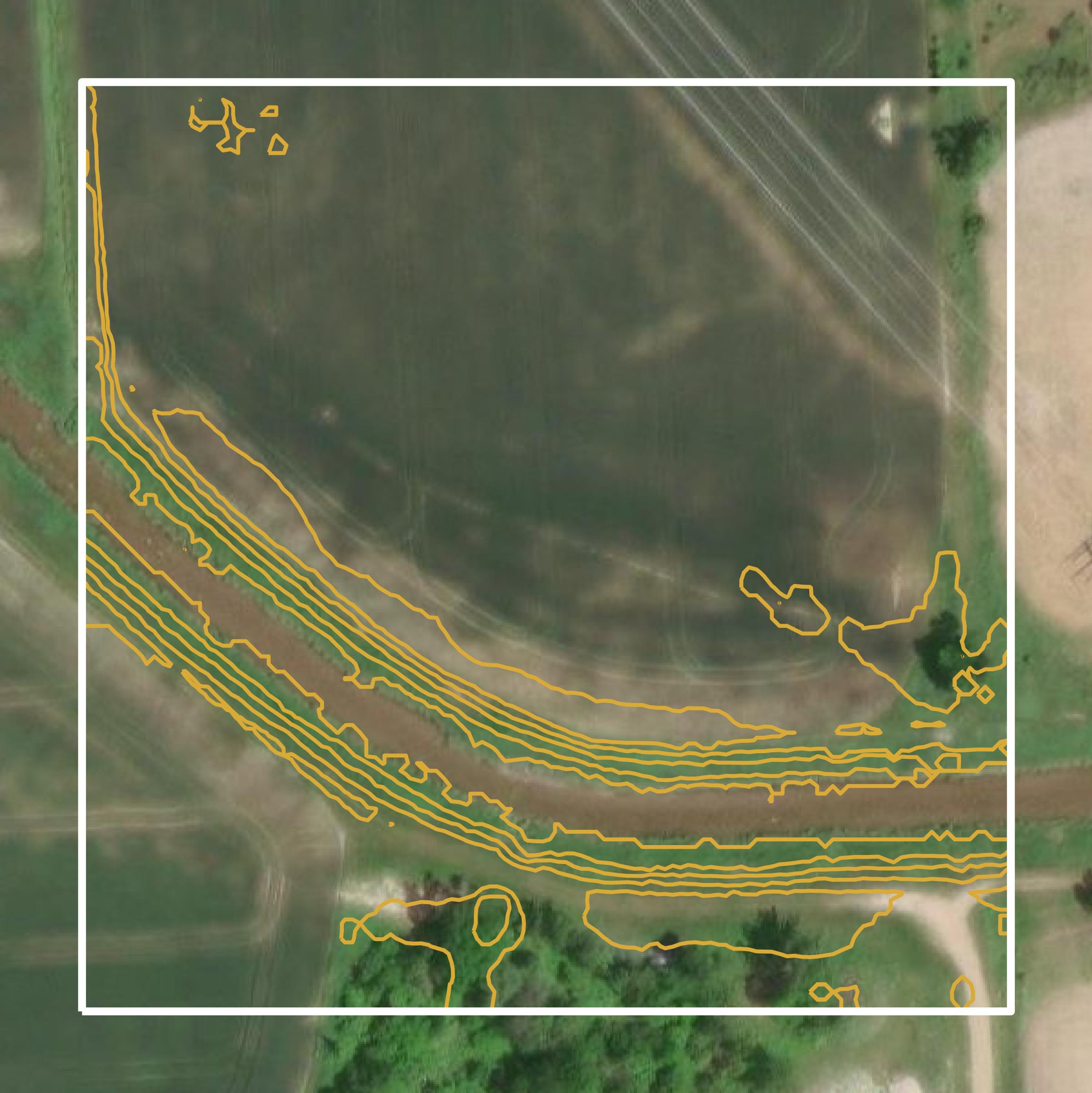 This image shows a contour map in Sanilac County created using GIS data in Equator.