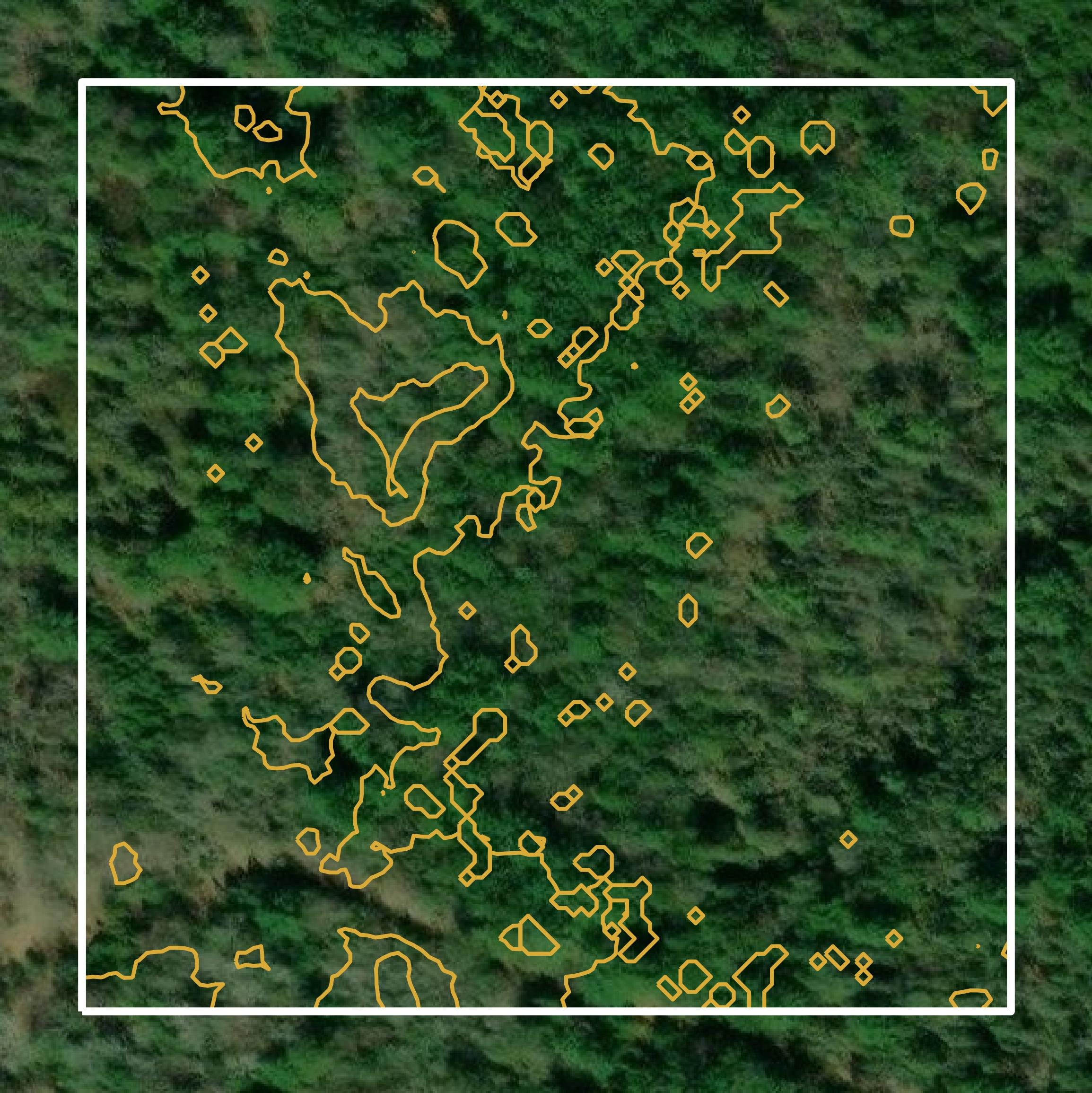 This image shows a contour map in Schoolcraft County created using GIS data in Equator.