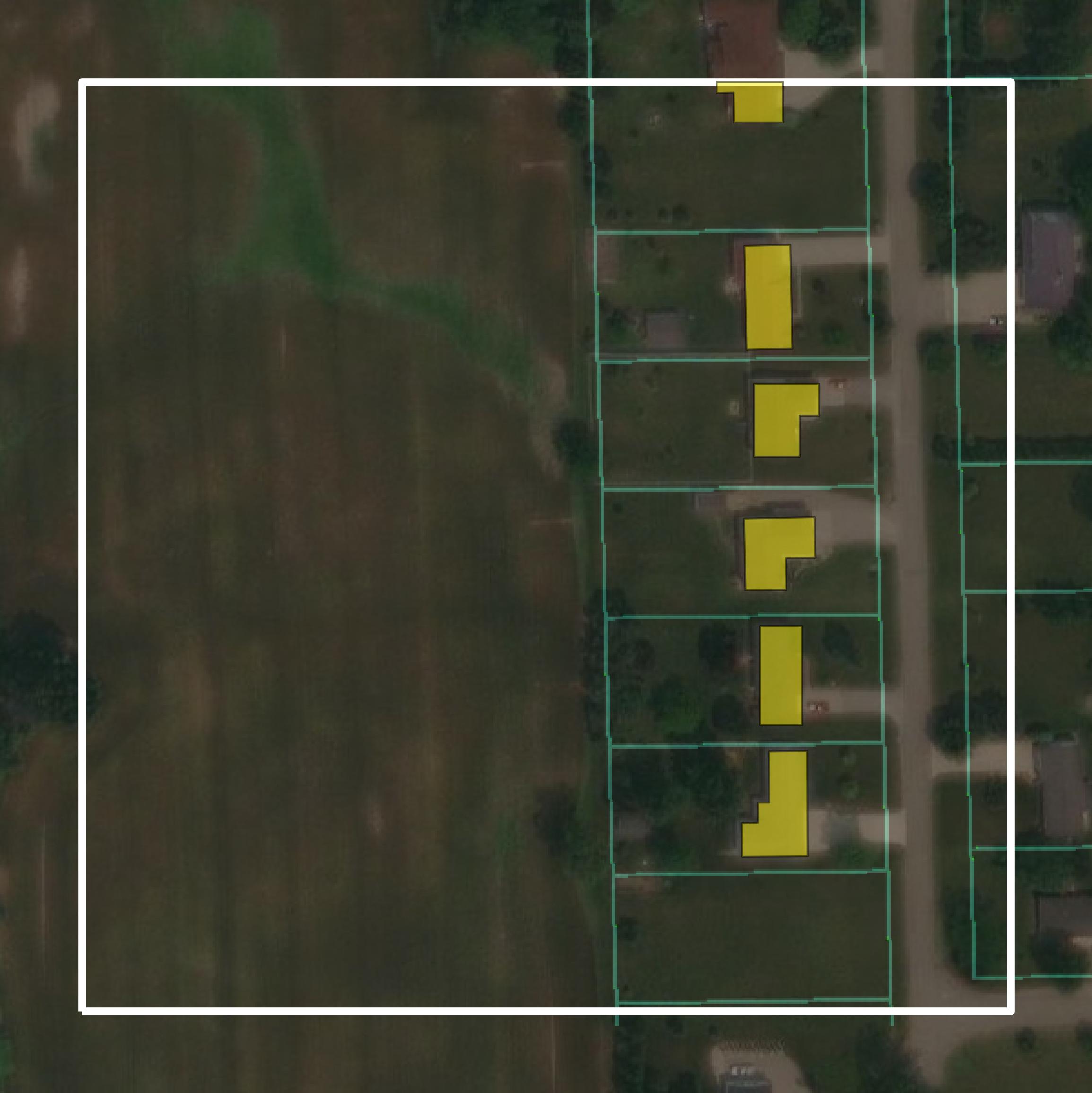 This image shows parcel and building data in Tuscola County created using GIS data in Equator.