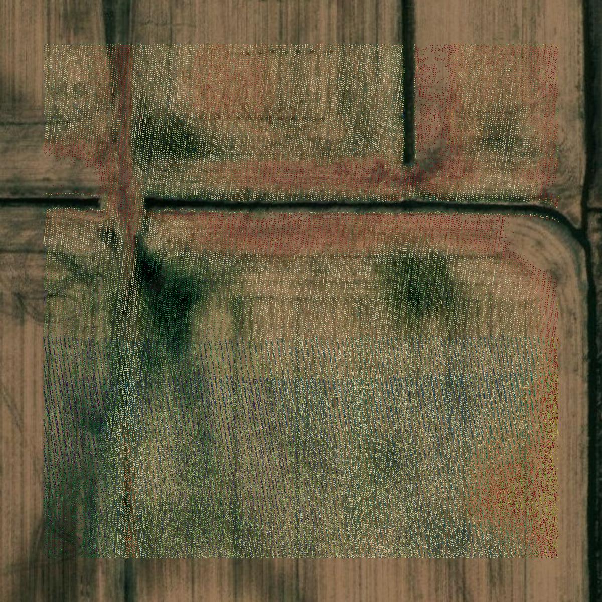 This image shows a LiDAR point cloud in Van Buren County created using GIS data in Equator.