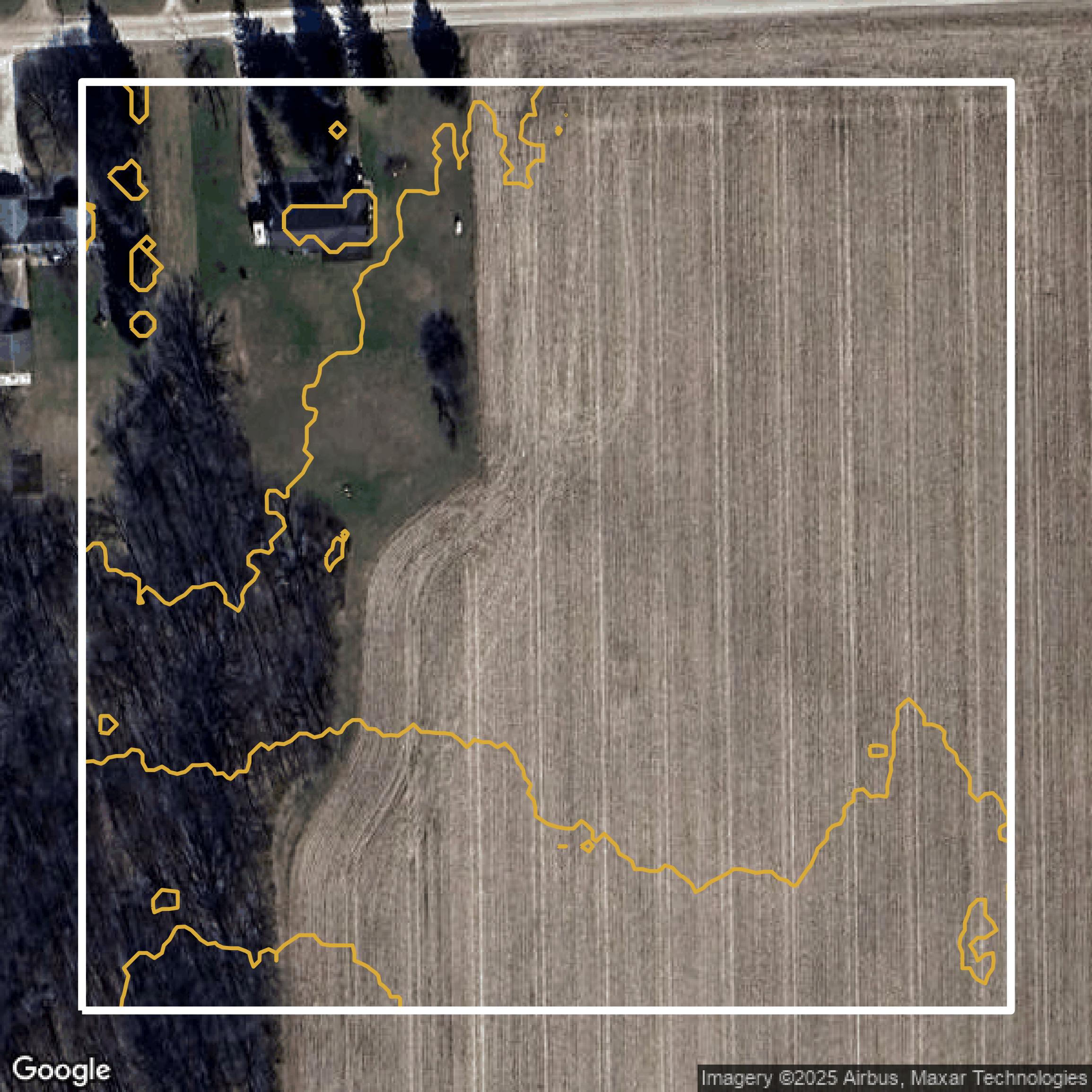 This image shows a contour map in Washtenaw County created using GIS data in Equator.