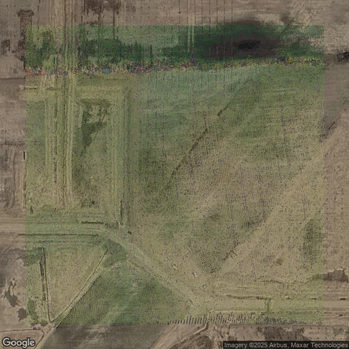 This image shows a LiDAR point cloud in Washtenaw County created using GIS data in Equator.