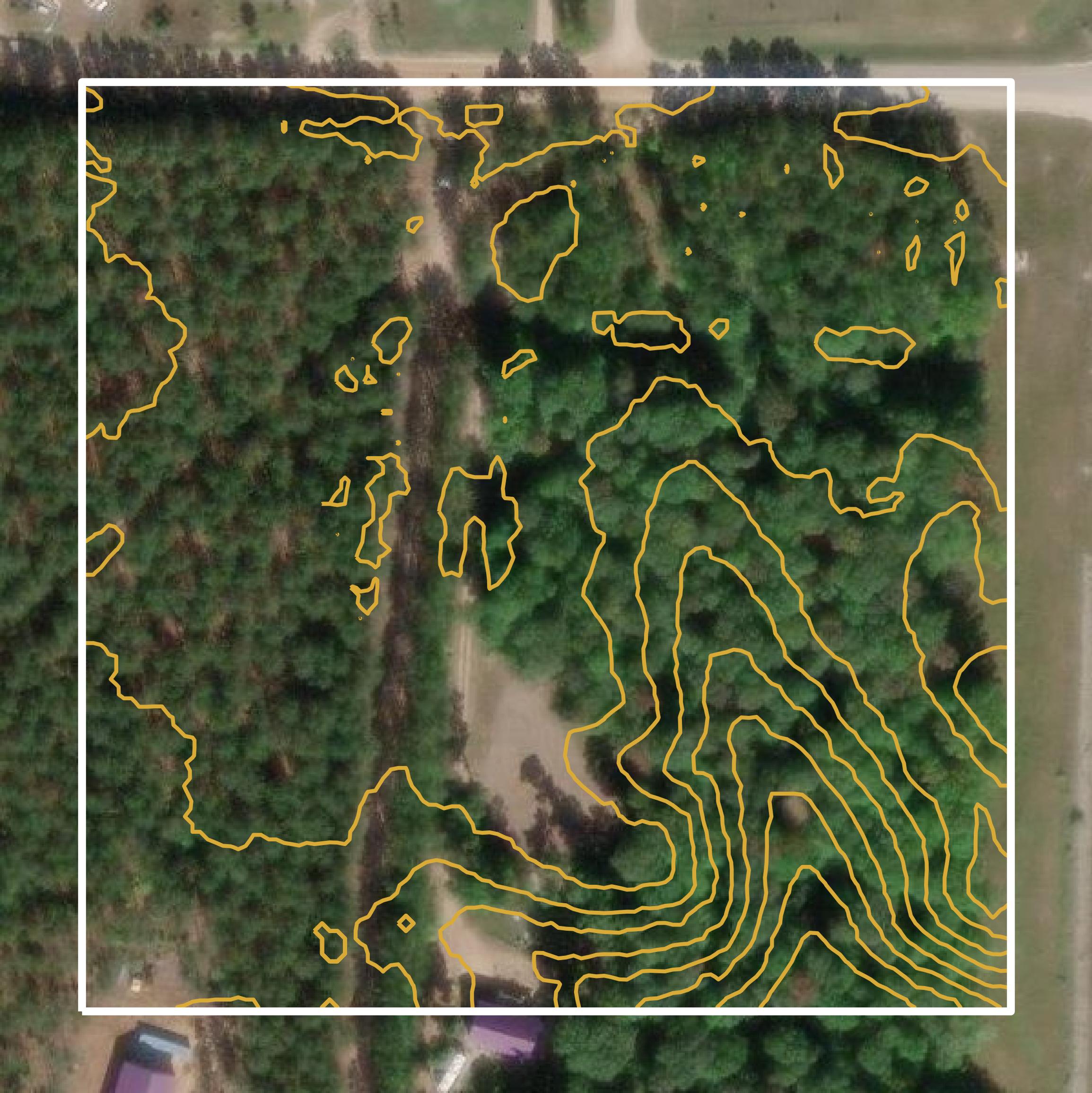 This image shows a contour map in Wexford County created using GIS data in Equator.