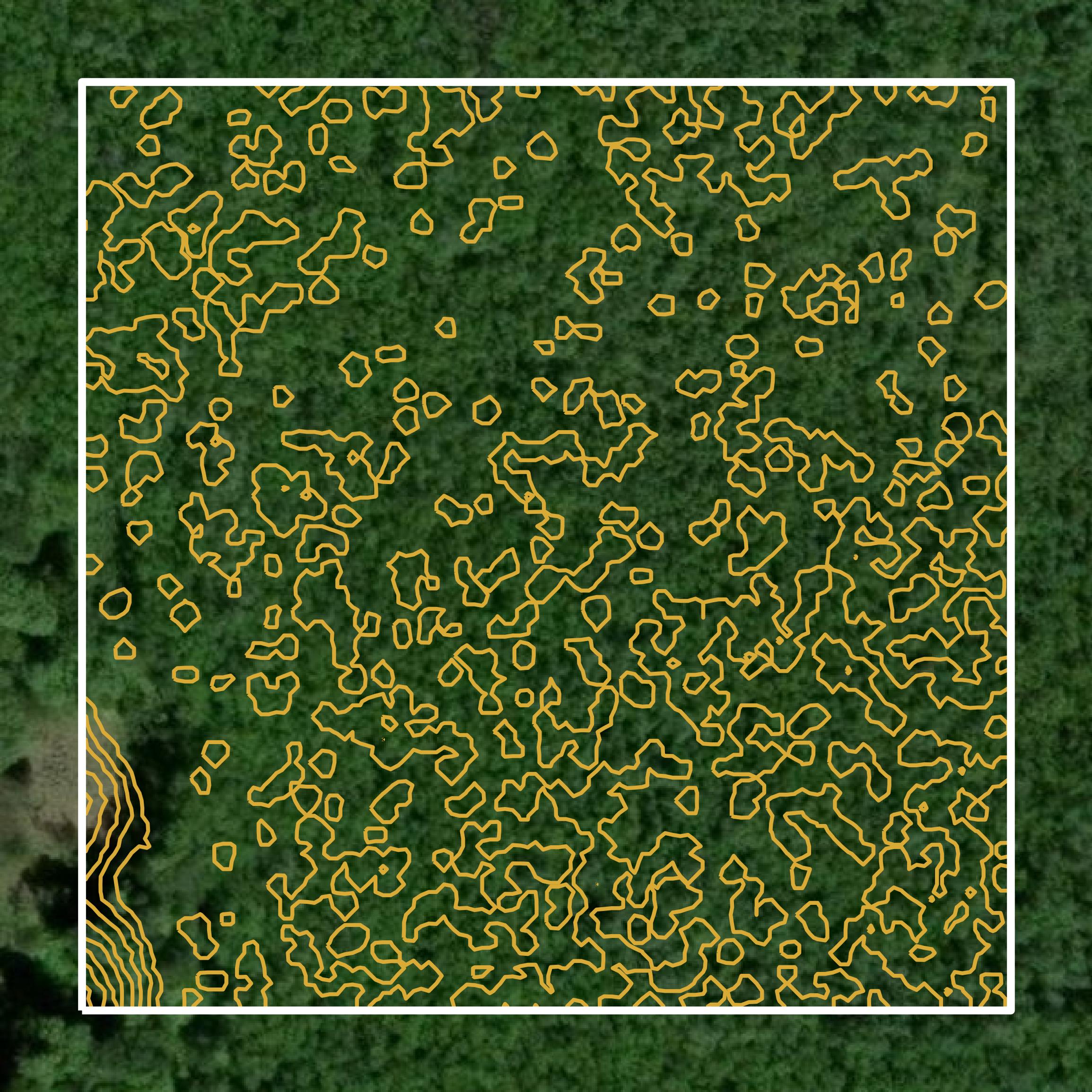 This image shows a contour map in Aitkin County created using GIS data in Equator.
