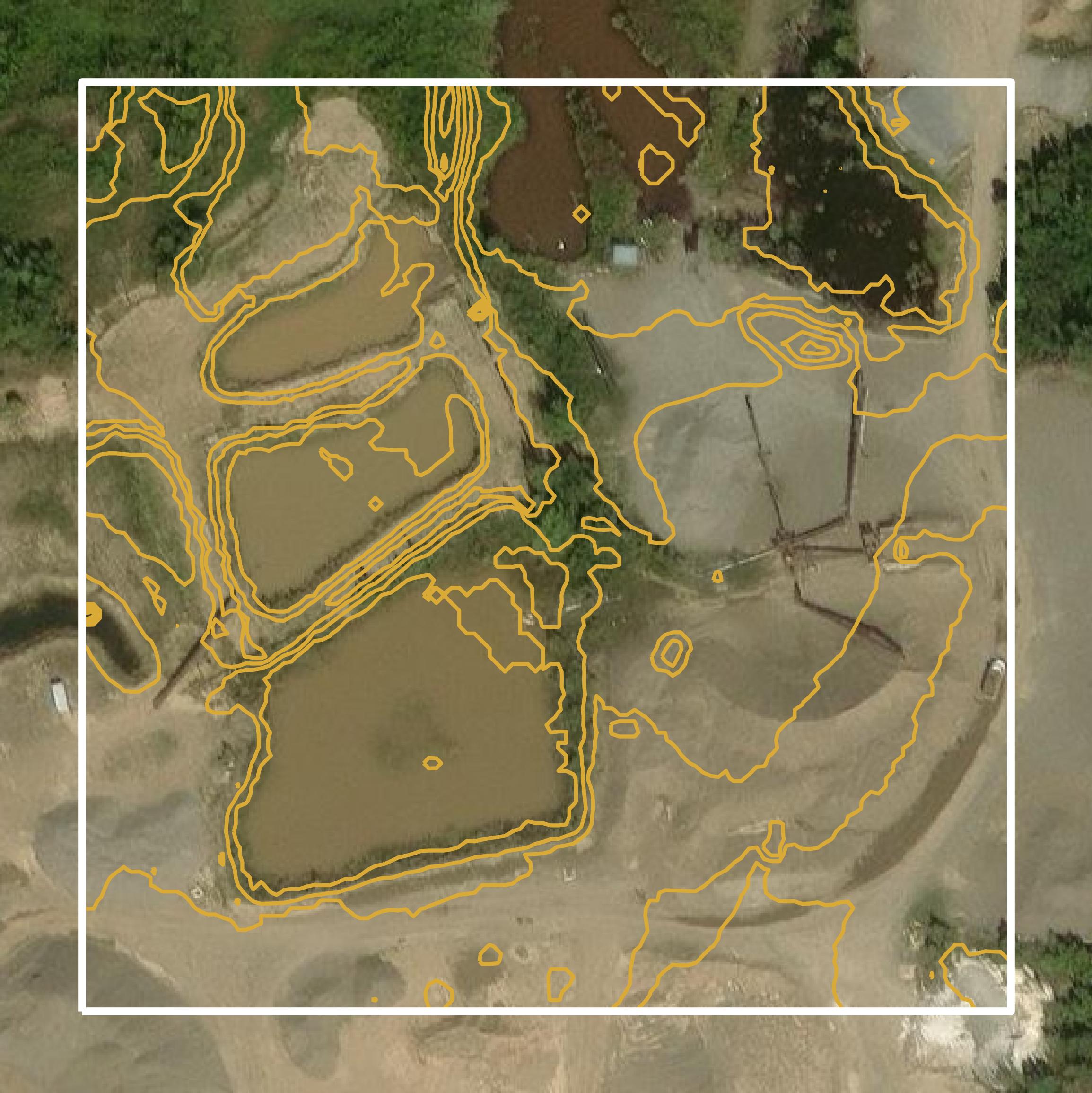 This image shows a contour map in Aitkin County created using GIS data in Equator.