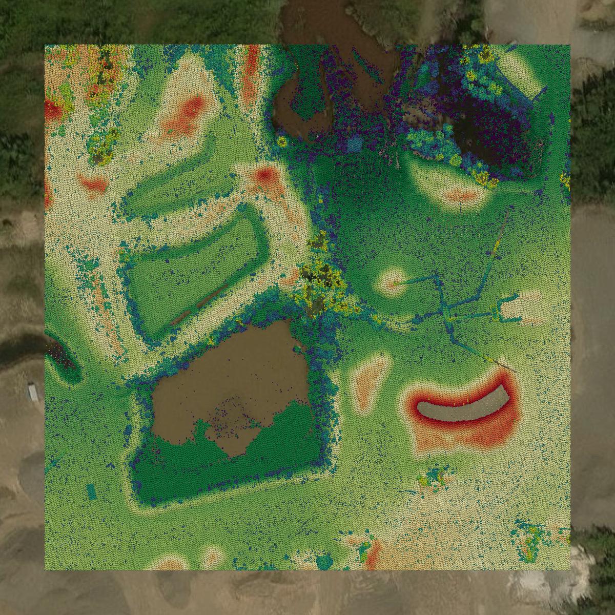 This image shows a LiDAR point cloud in Aitkin County created using GIS data in Equator.