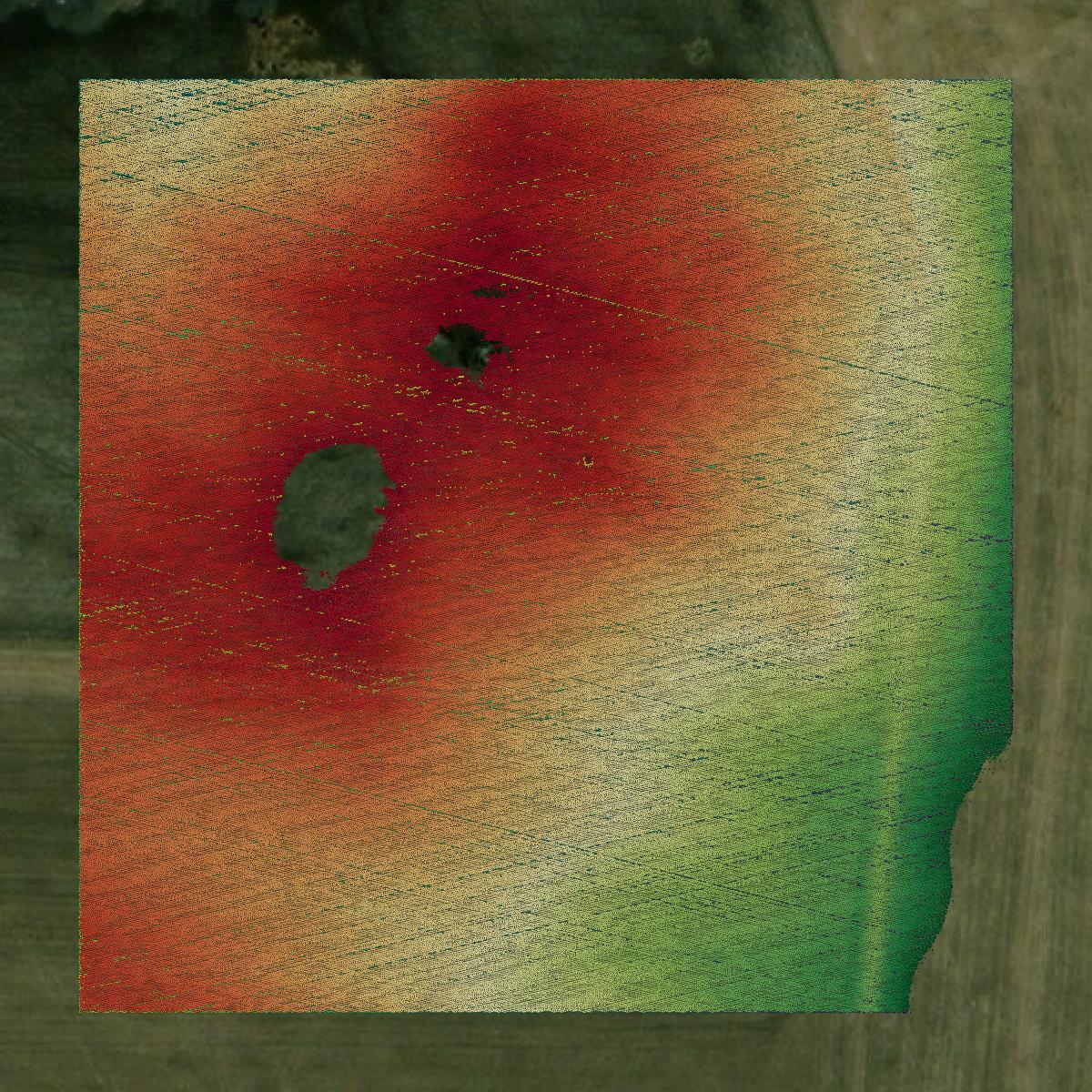 This image shows a LiDAR point cloud in Anoka County created using GIS data in Equator.