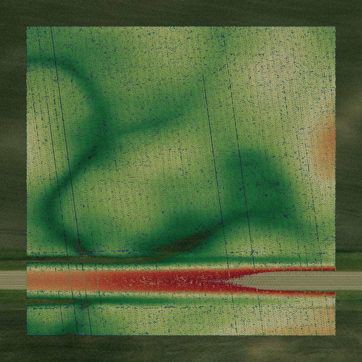 This image shows a LiDAR point cloud in Becker County created using GIS data in Equator.