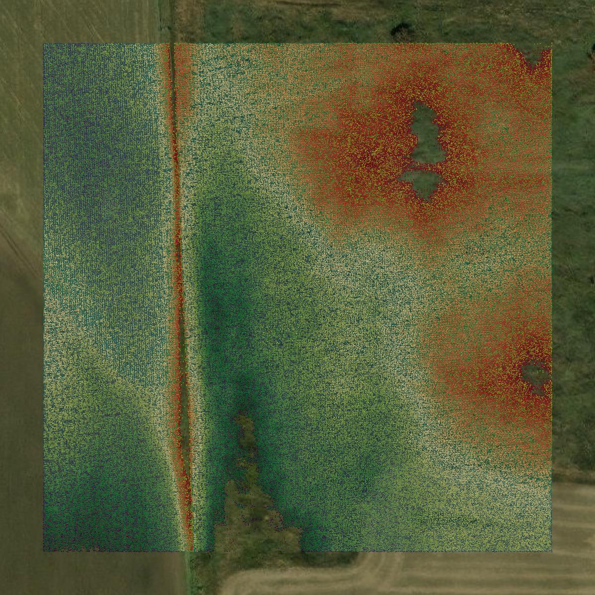 This image shows a LiDAR point cloud in Benton County created using GIS data in Equator.