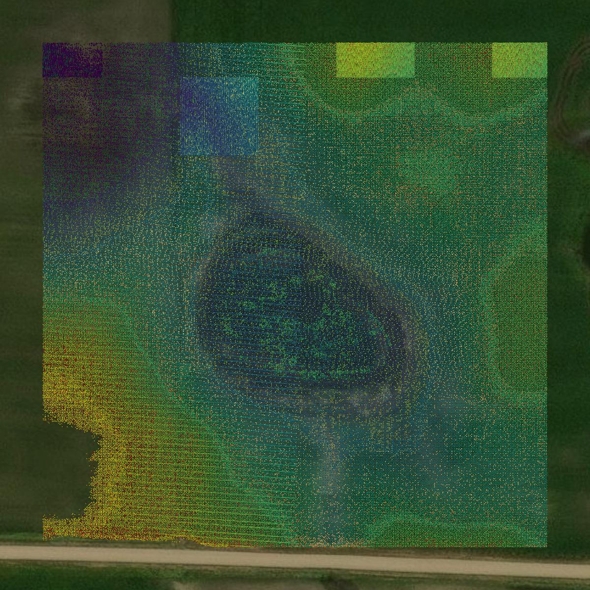 This image shows a LiDAR point cloud in Big Stone County created using GIS data in Equator.