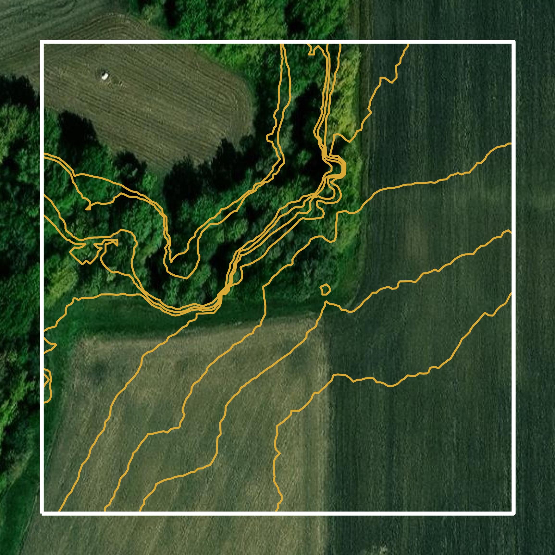 This image shows a contour map in Blue Earth County created using GIS data in Equator.