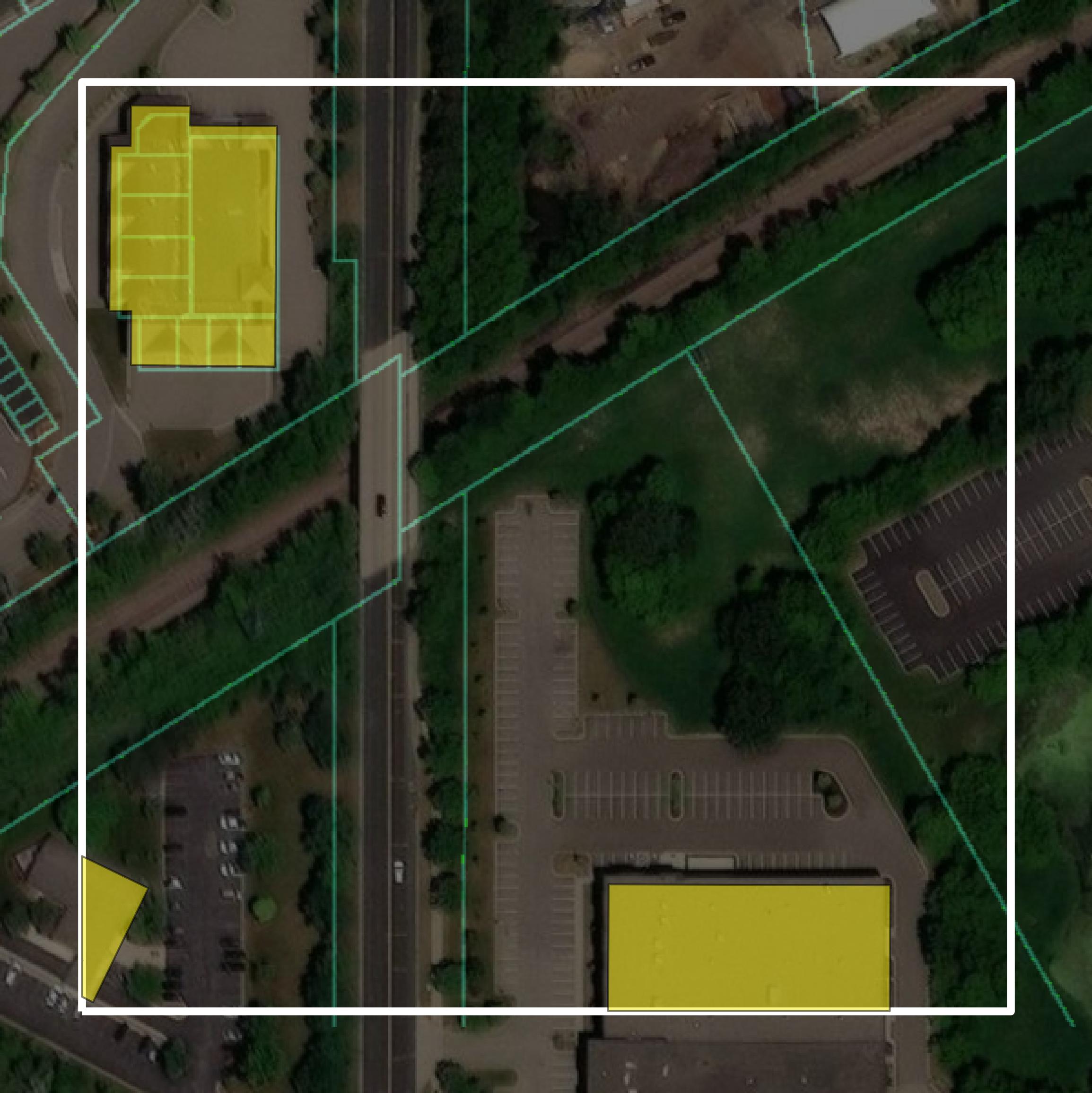 This image shows parcel and building data in Carver County created using GIS data in Equator.