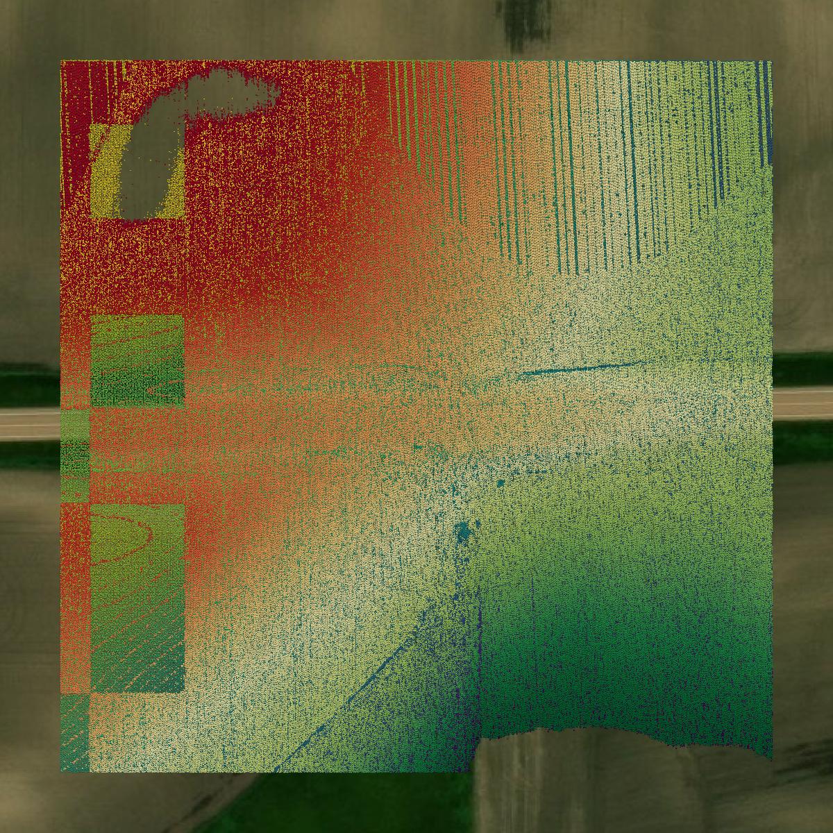 This image shows a LiDAR point cloud in Carver County created using GIS data in Equator.