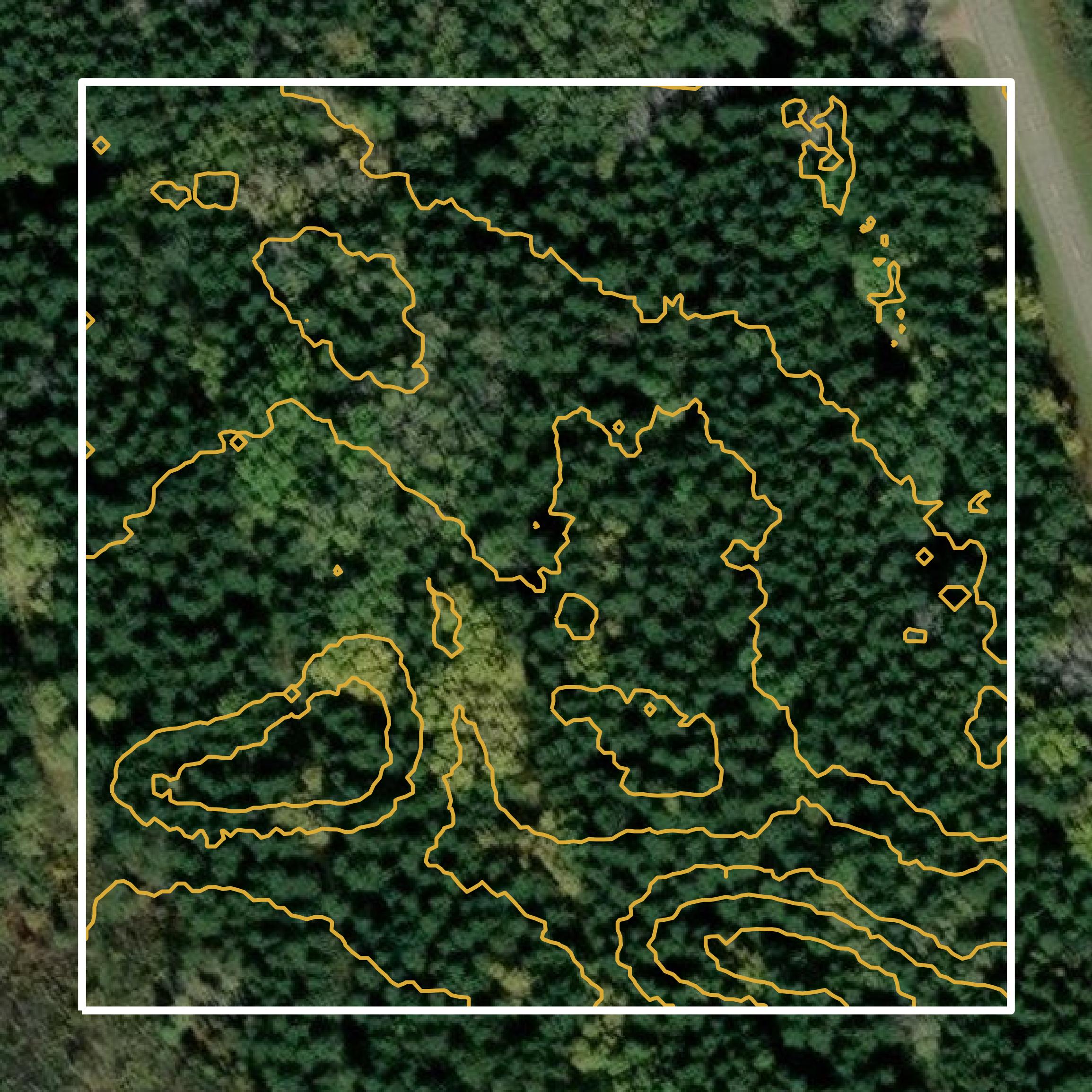 This image shows a contour map in Cass County created using GIS data in Equator.