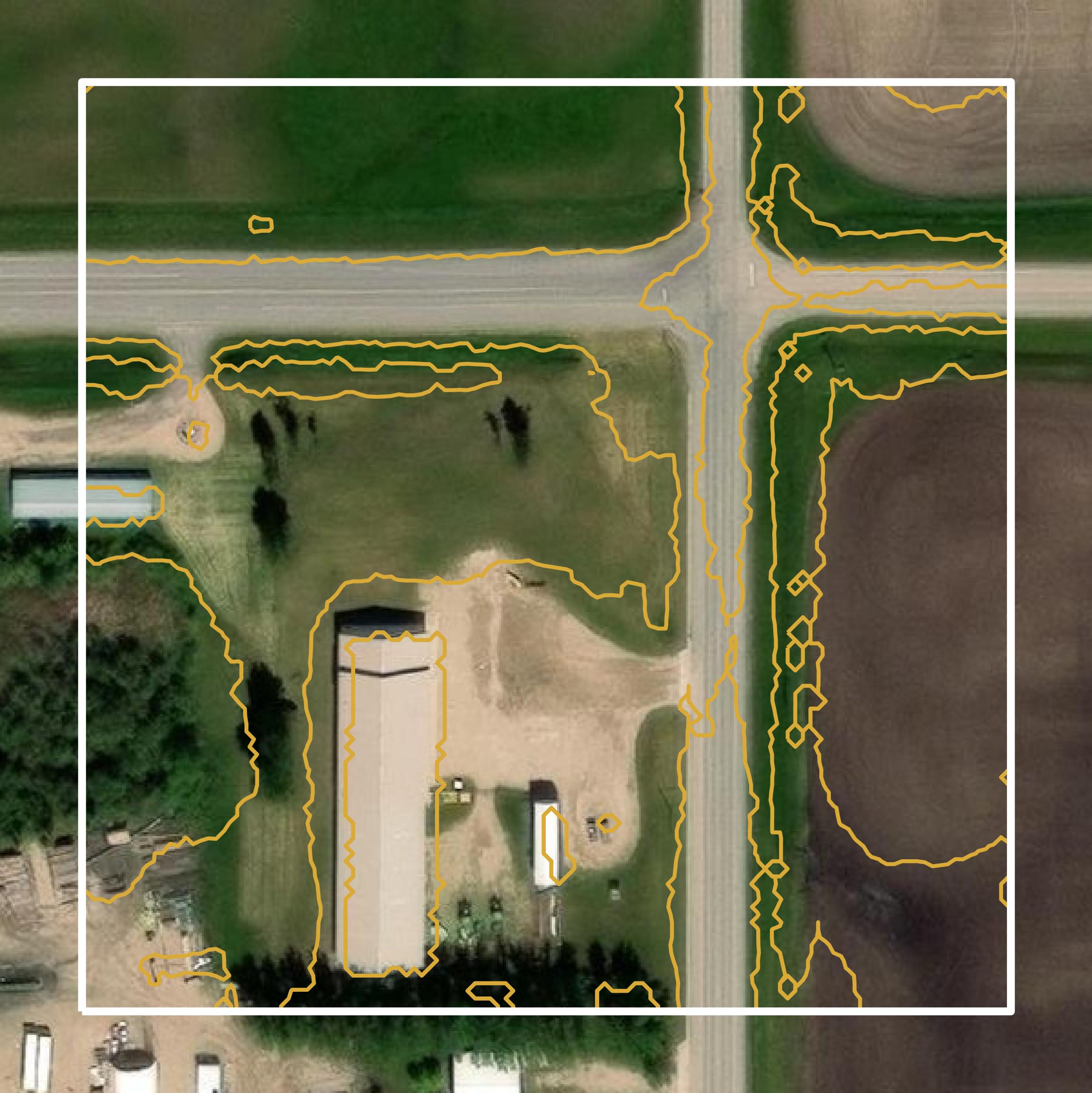 This image shows a contour map in Clearwater County created using GIS data in Equator.