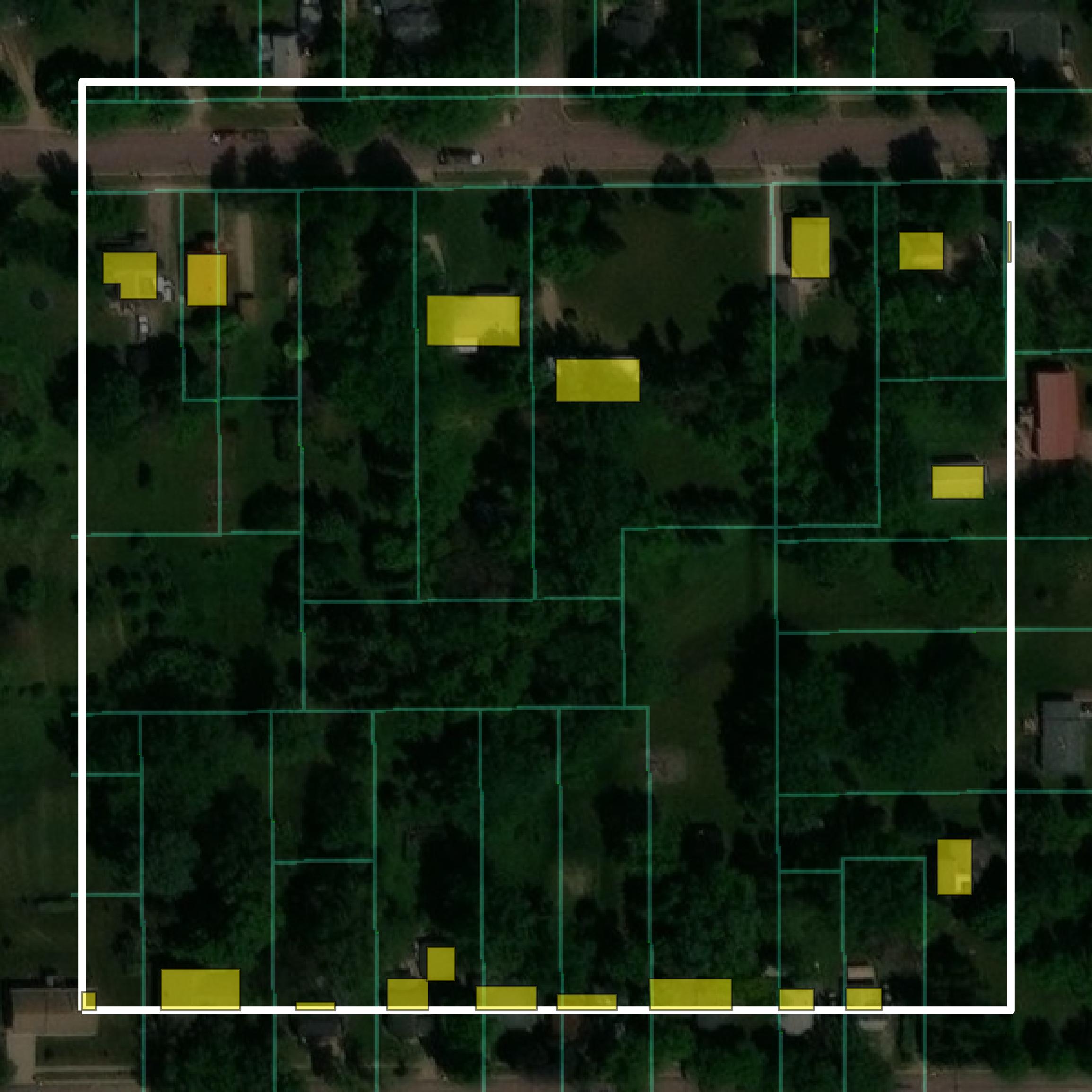 This image shows parcel and building data in Cottonwood County created using GIS data in Equator.