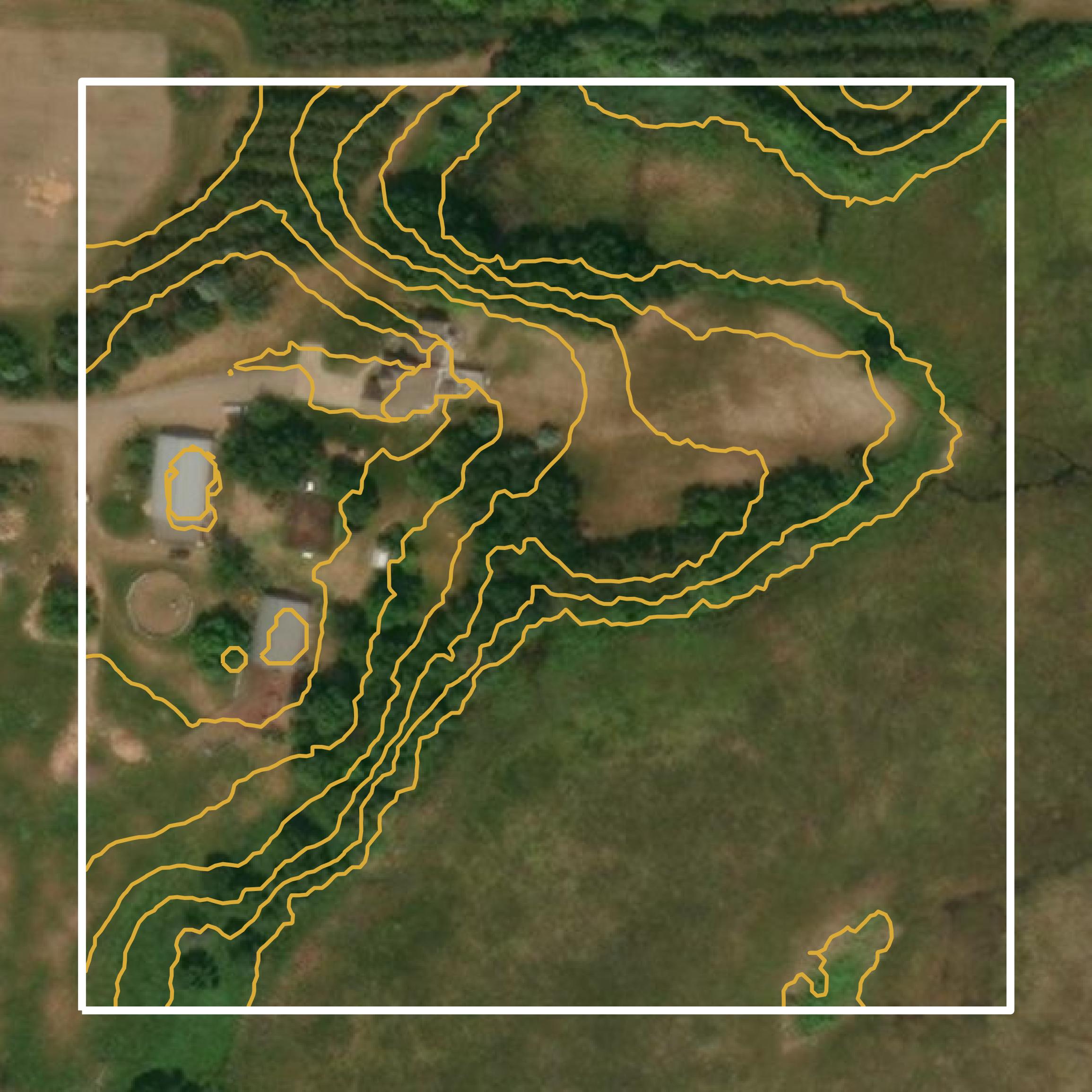 This image shows a contour map in Crow Wing County created using GIS data in Equator.