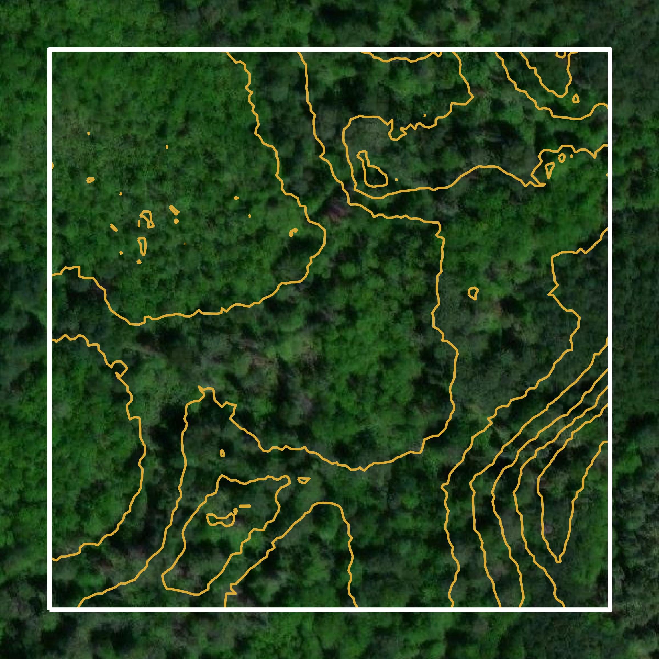 This image shows a contour map in Crow Wing County created using GIS data in Equator.