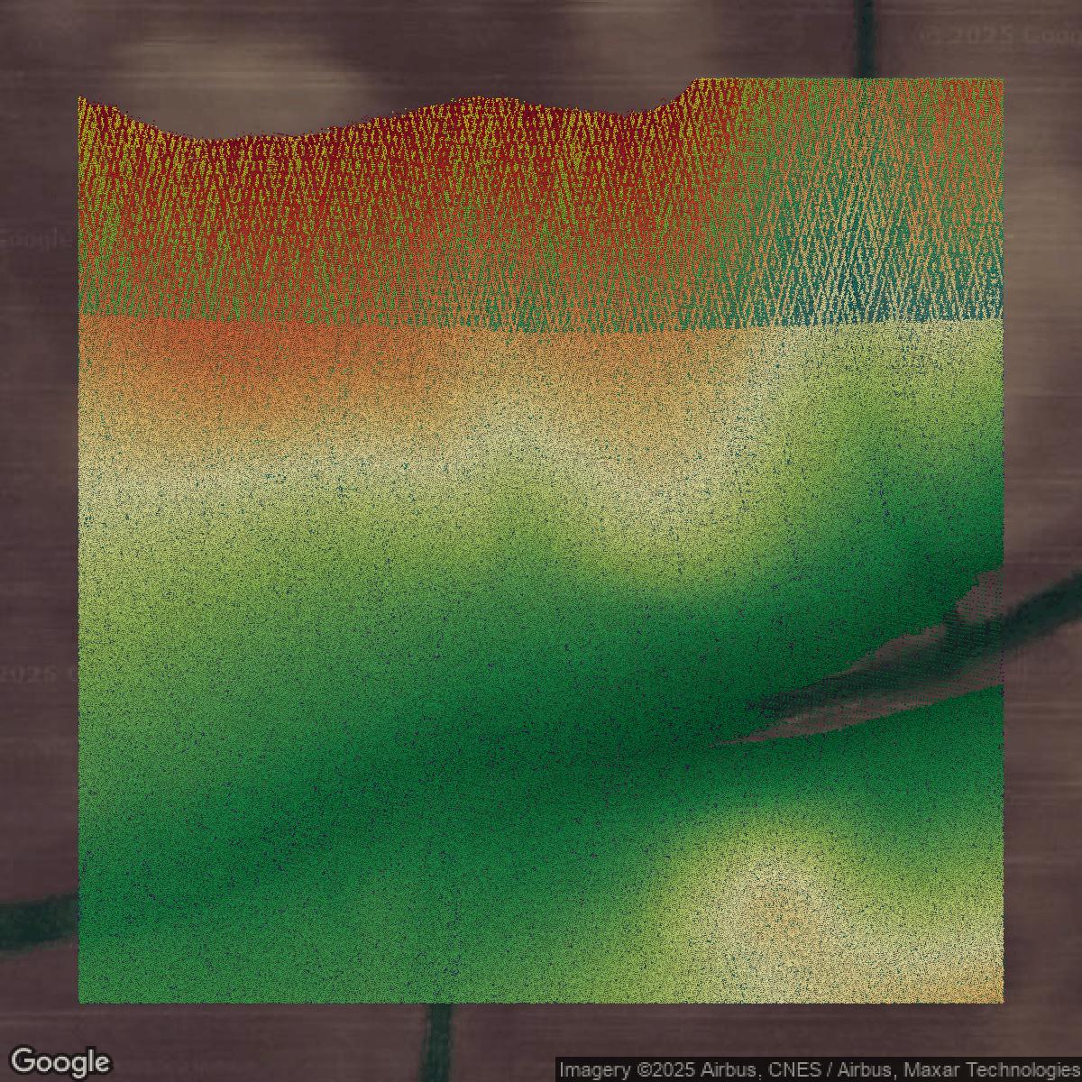 This image shows a LiDAR point cloud in Dakota County created using GIS data in Equator.