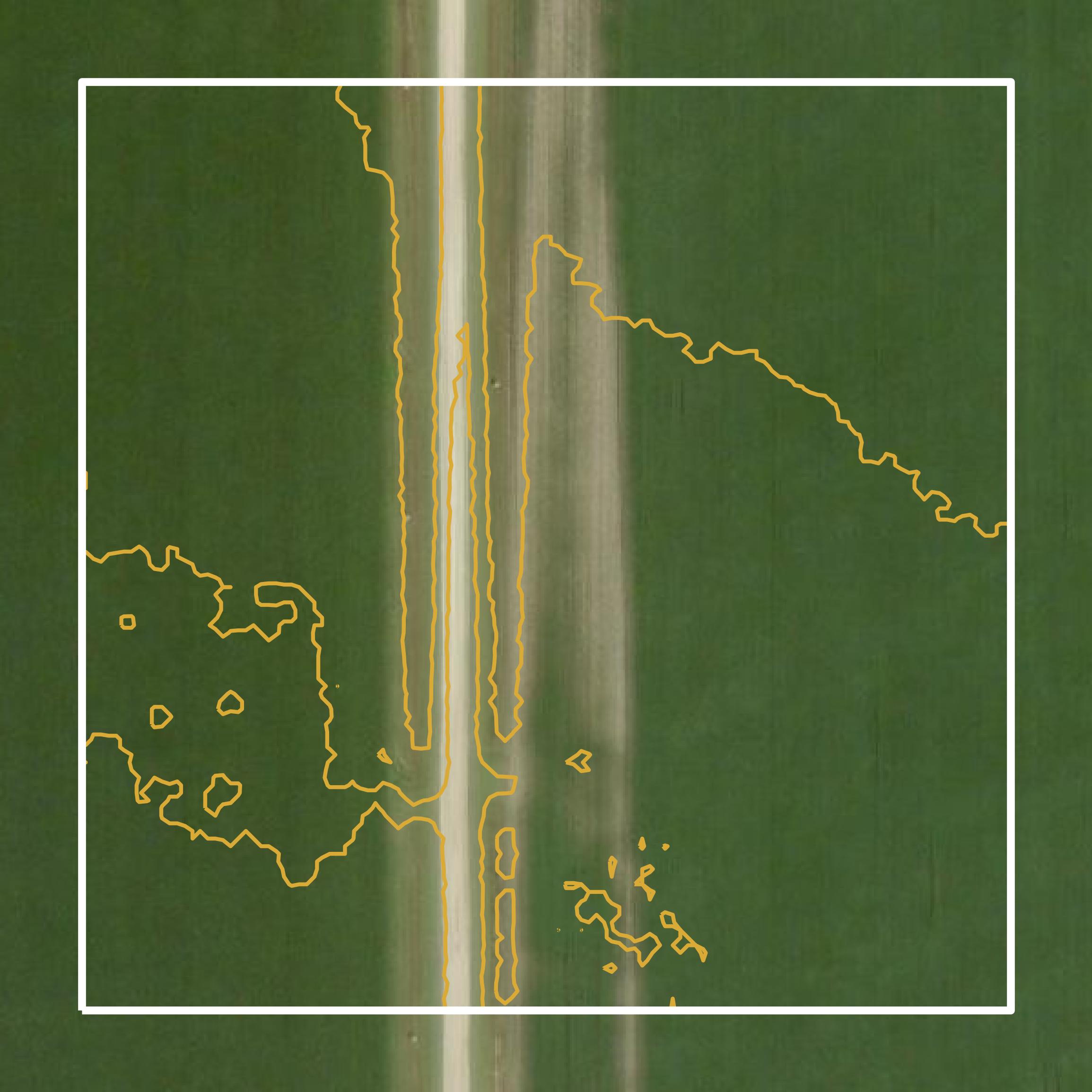This image shows a contour map in Dodge County created using GIS data in Equator.