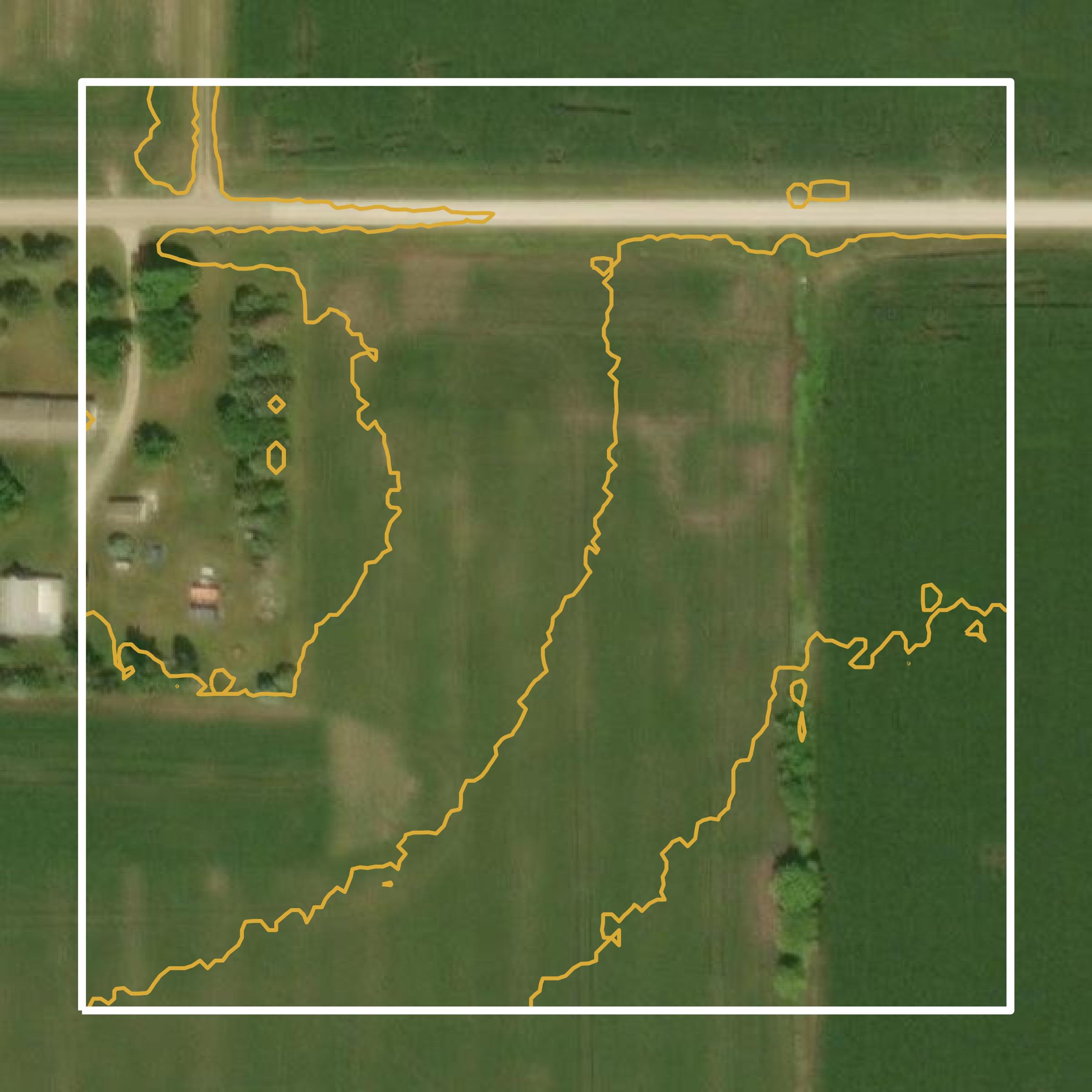 This image shows a contour map in Dodge County created using GIS data in Equator.