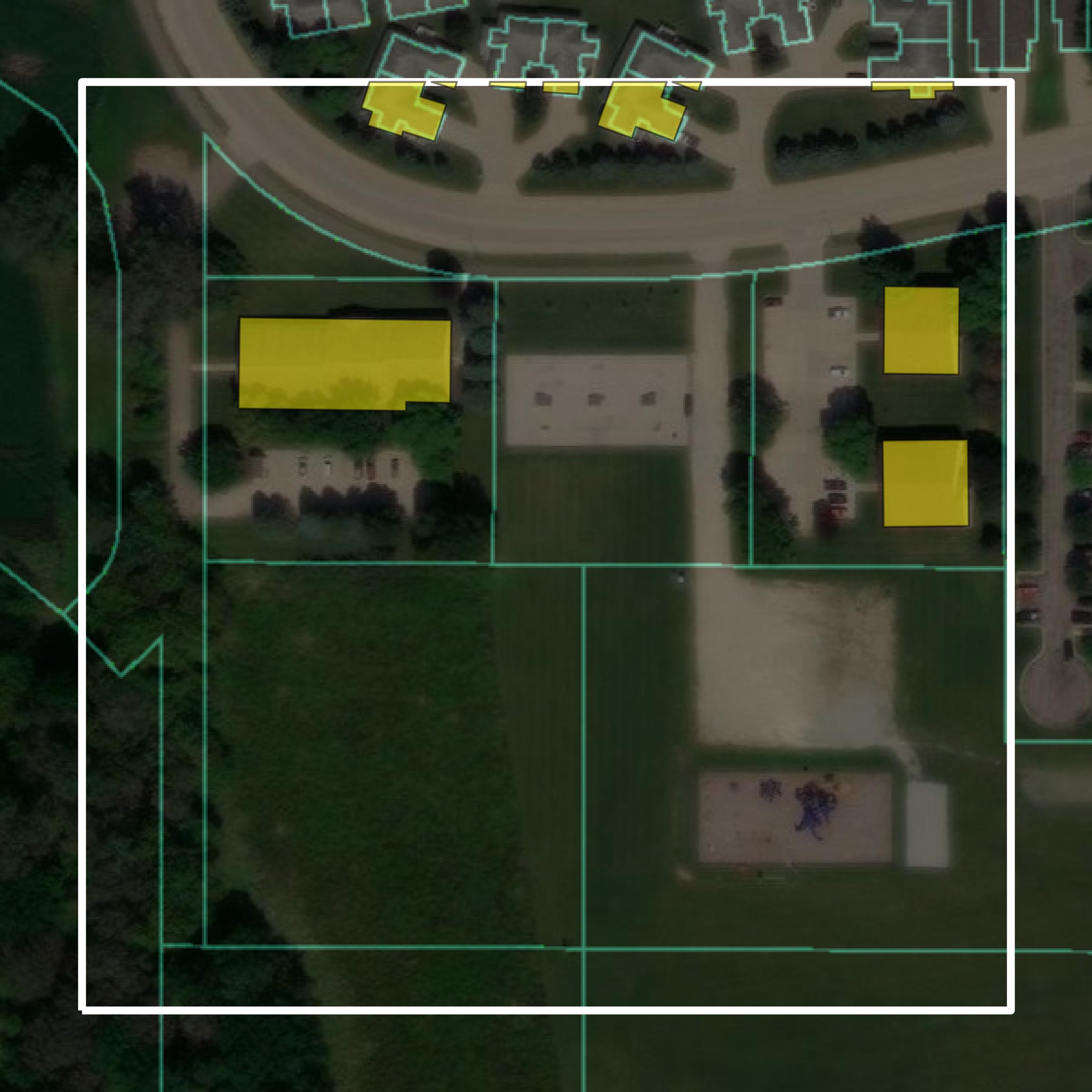 This image shows parcel and building data in Dodge County created using GIS data in Equator.