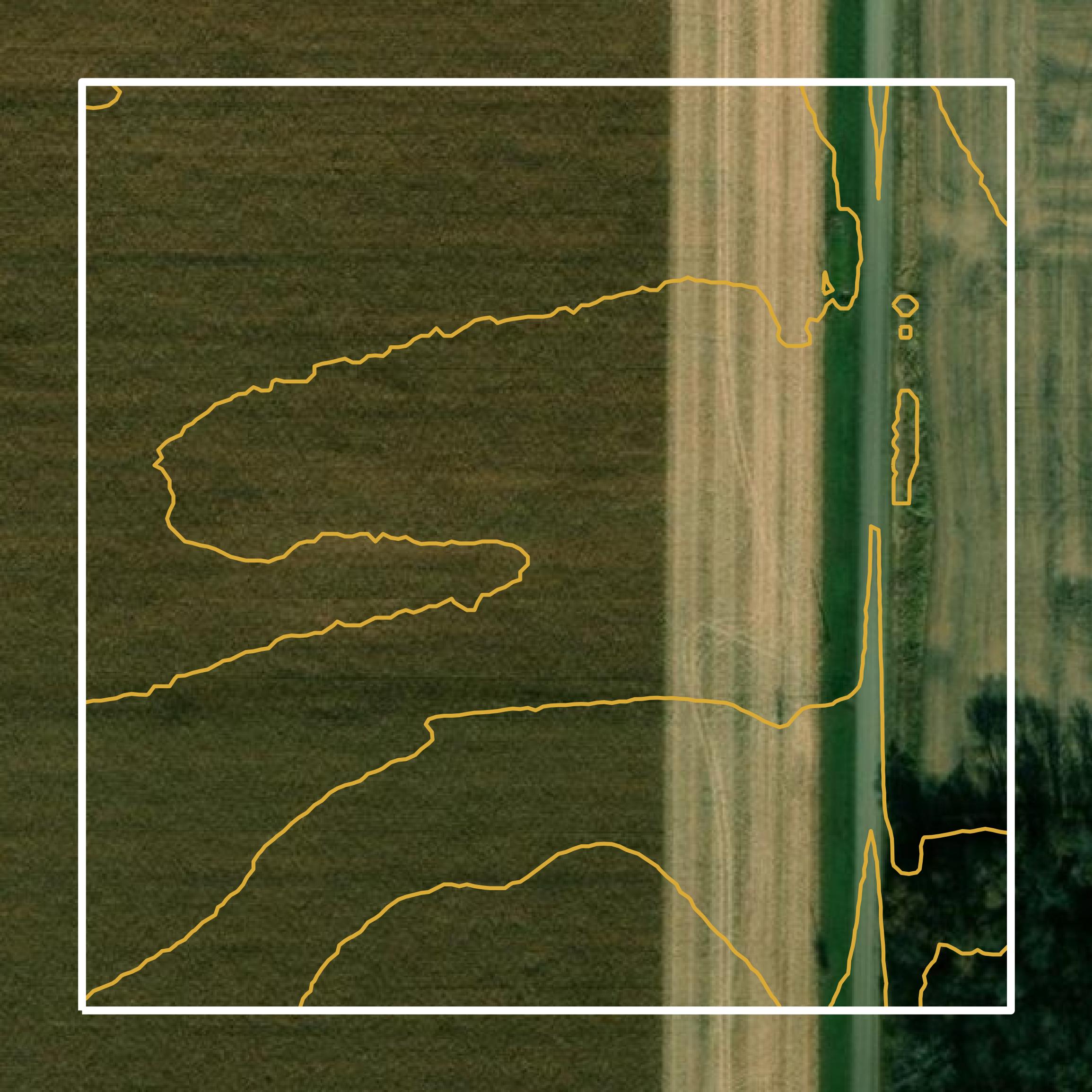 This image shows a contour map in Faribault County created using GIS data in Equator.