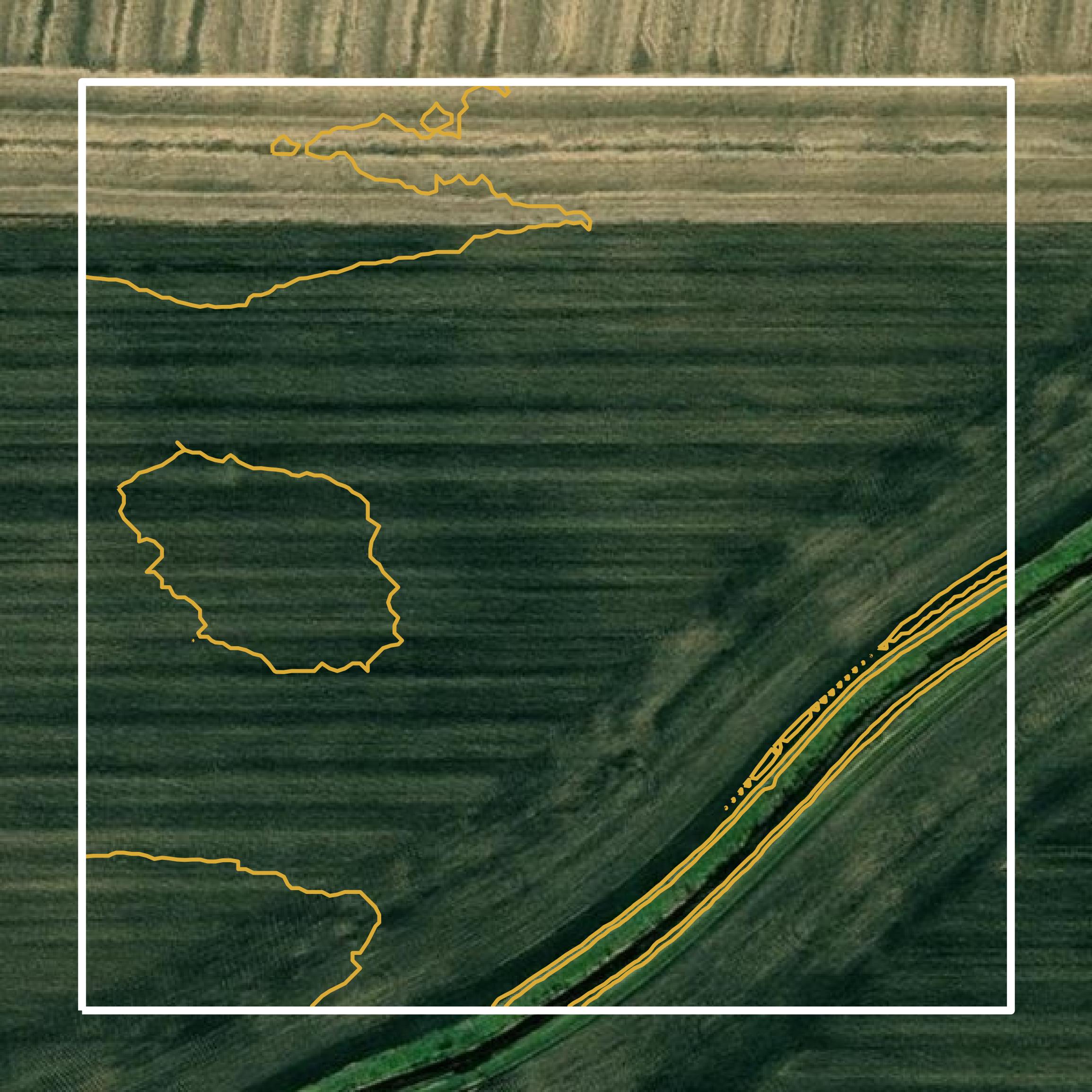 This image shows a contour map in Faribault County created using GIS data in Equator.