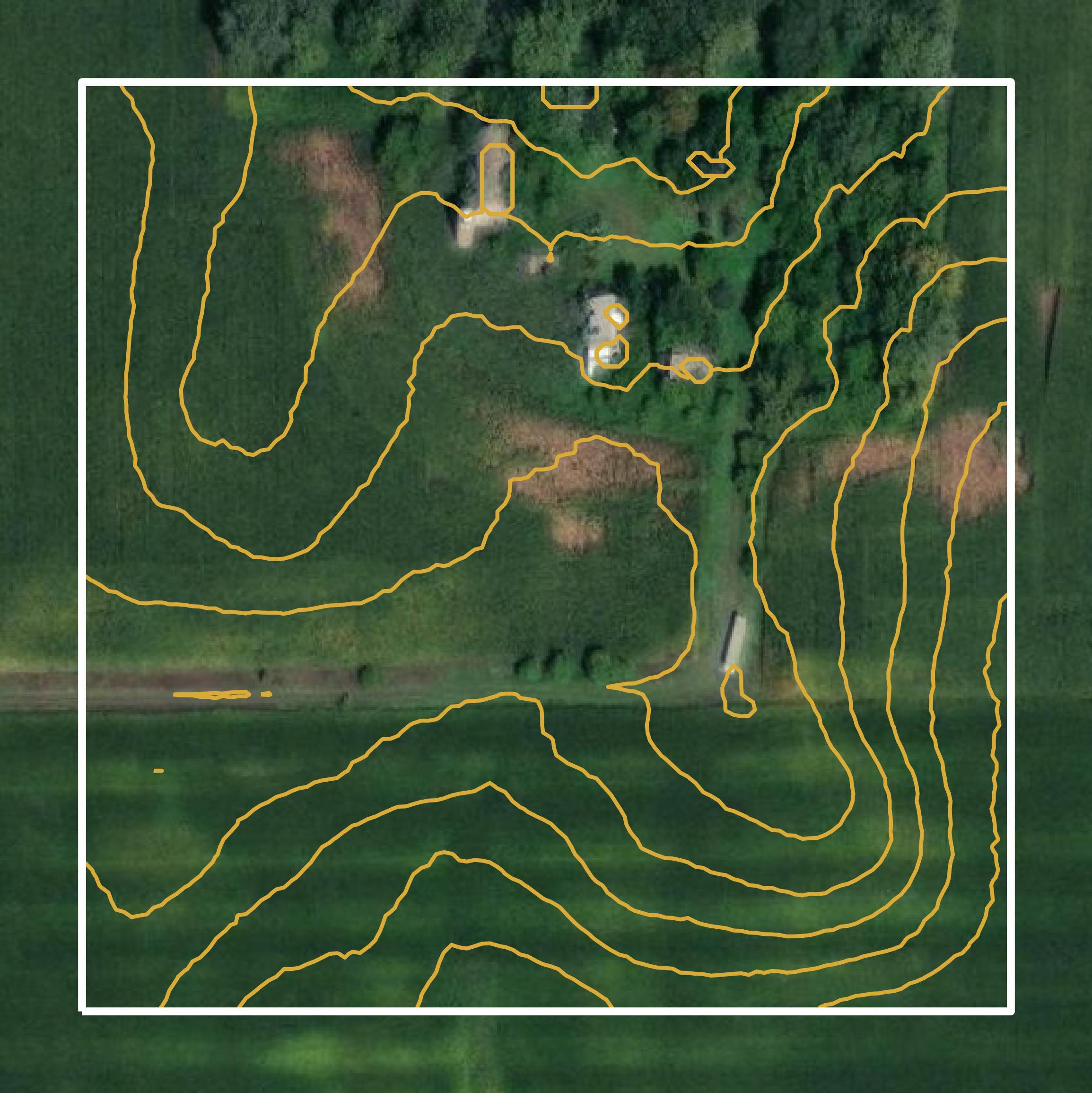 This image shows a contour map in Freeborn County created using GIS data in Equator.