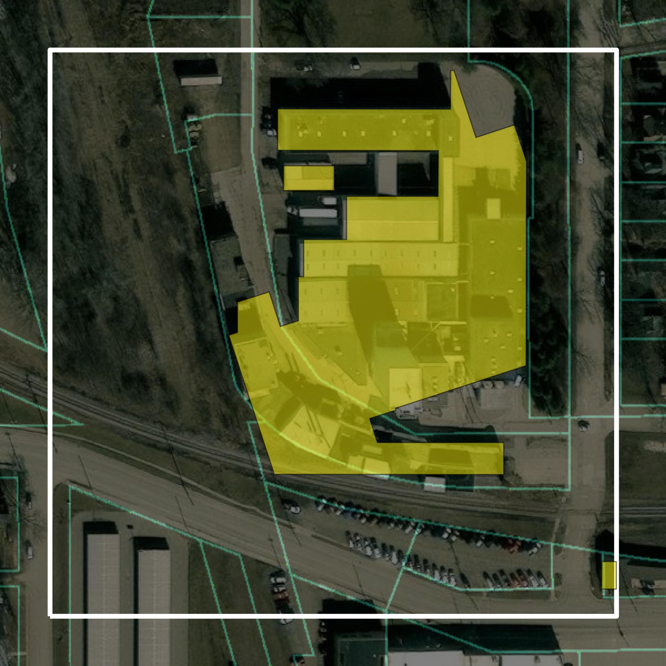 This image shows parcel and building data in Freeborn County created using GIS data in Equator.