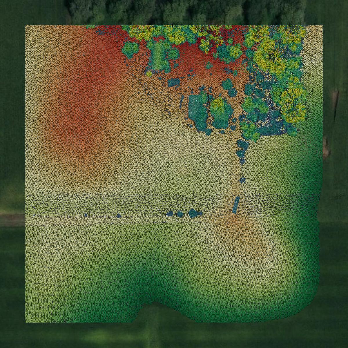 This image shows a LiDAR point cloud in Freeborn County created using GIS data in Equator.