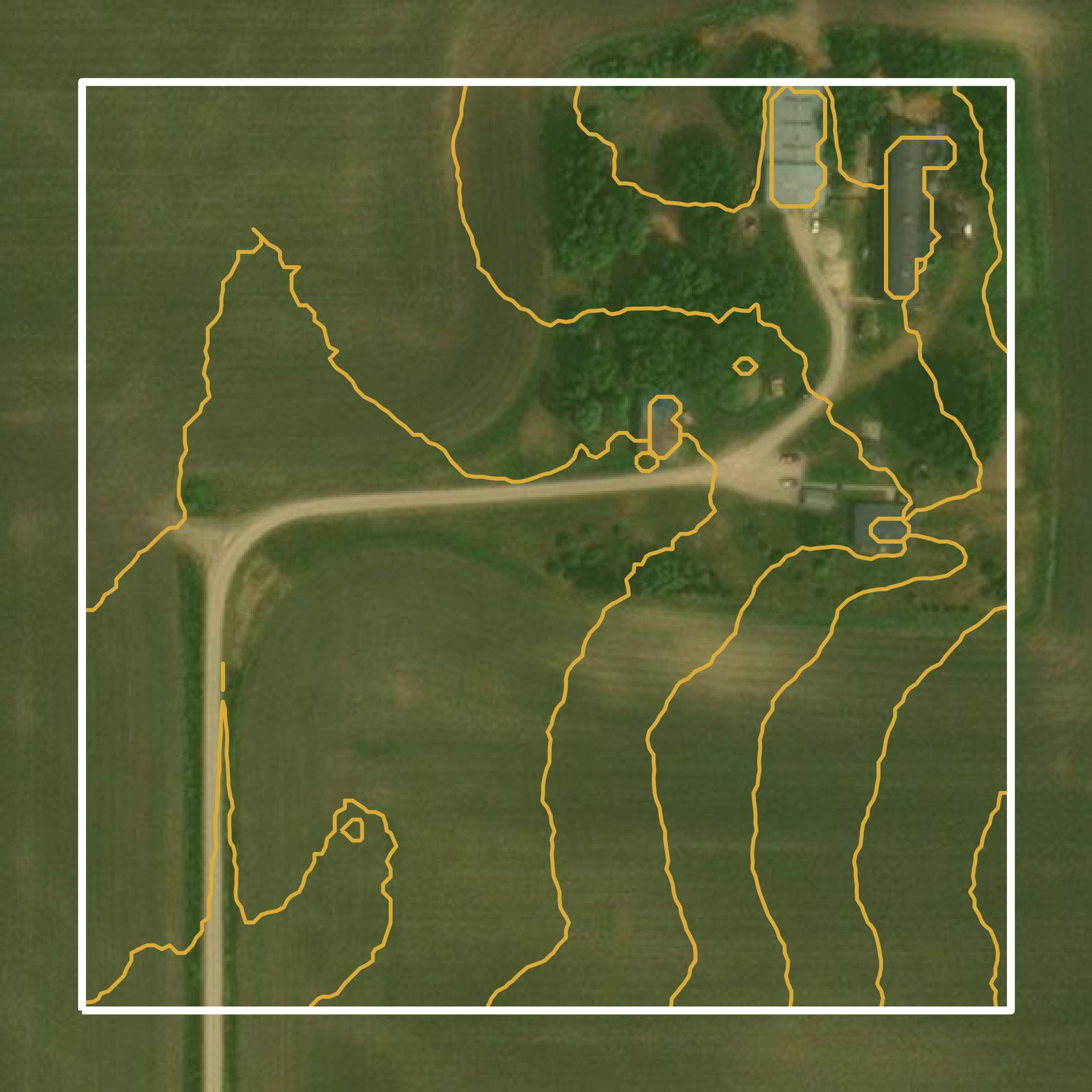 This image shows a contour map in Goodhue County created using GIS data in Equator.