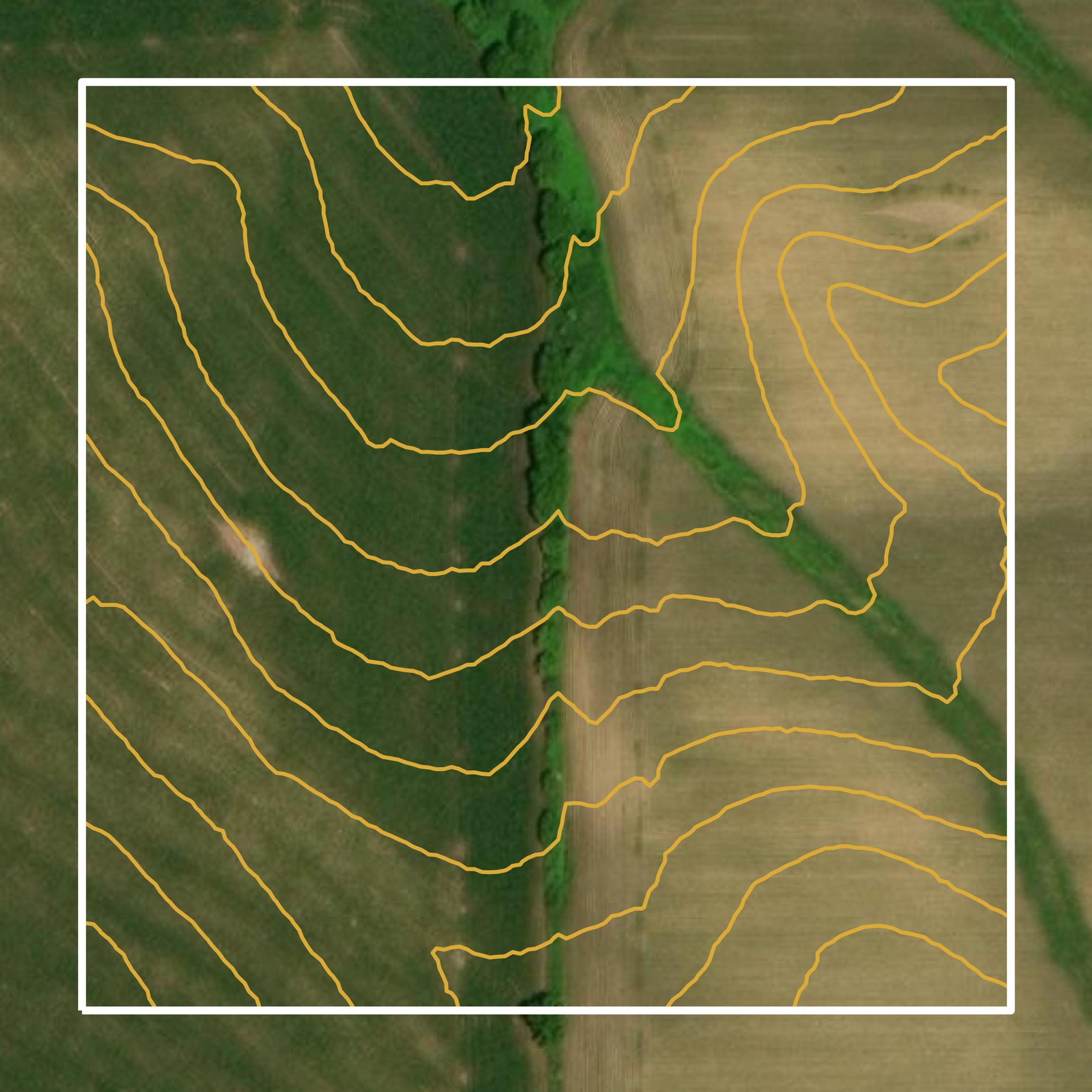 This image shows a contour map in Goodhue County created using GIS data in Equator.