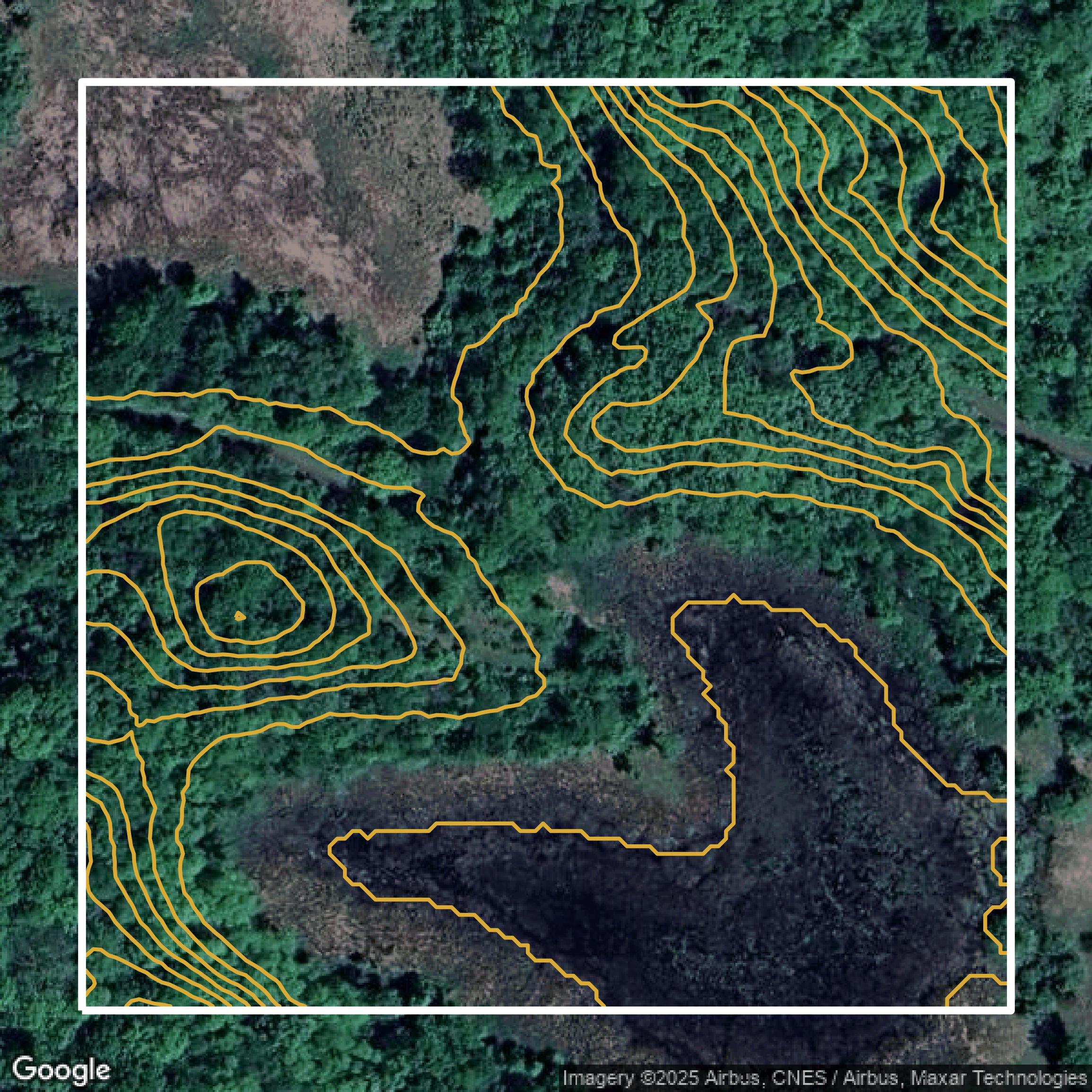 This image shows a contour map in Hennepin County created using GIS data in Equator.