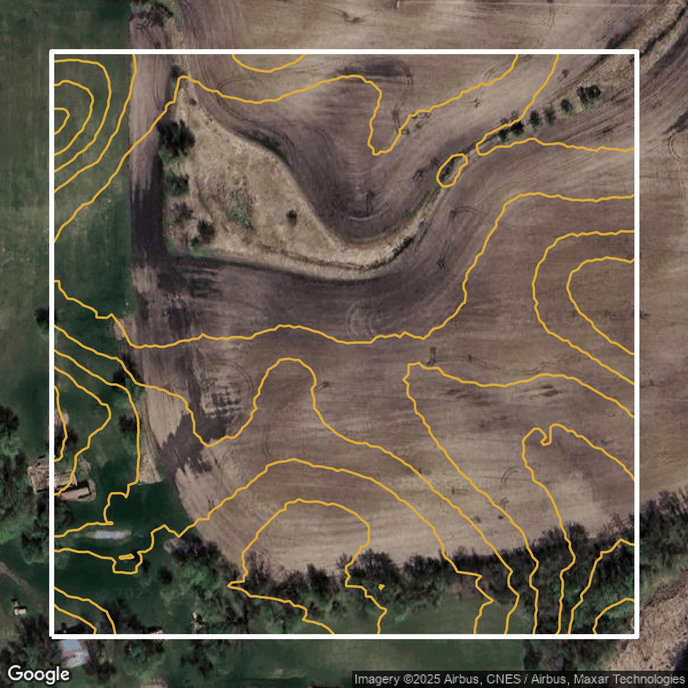 This image shows a contour map in Hennepin County created using GIS data in Equator.